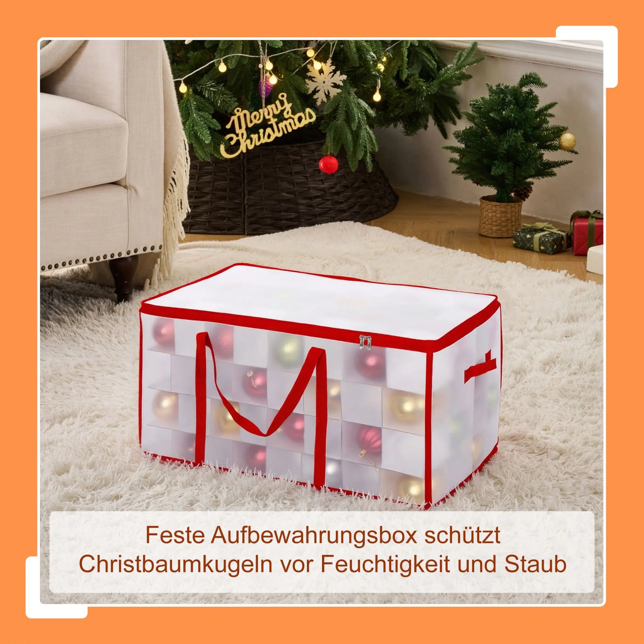 Weihnachtskugel Aufbewahrungsbox Rot-Transparent Grösse 3 von Relaxdays
