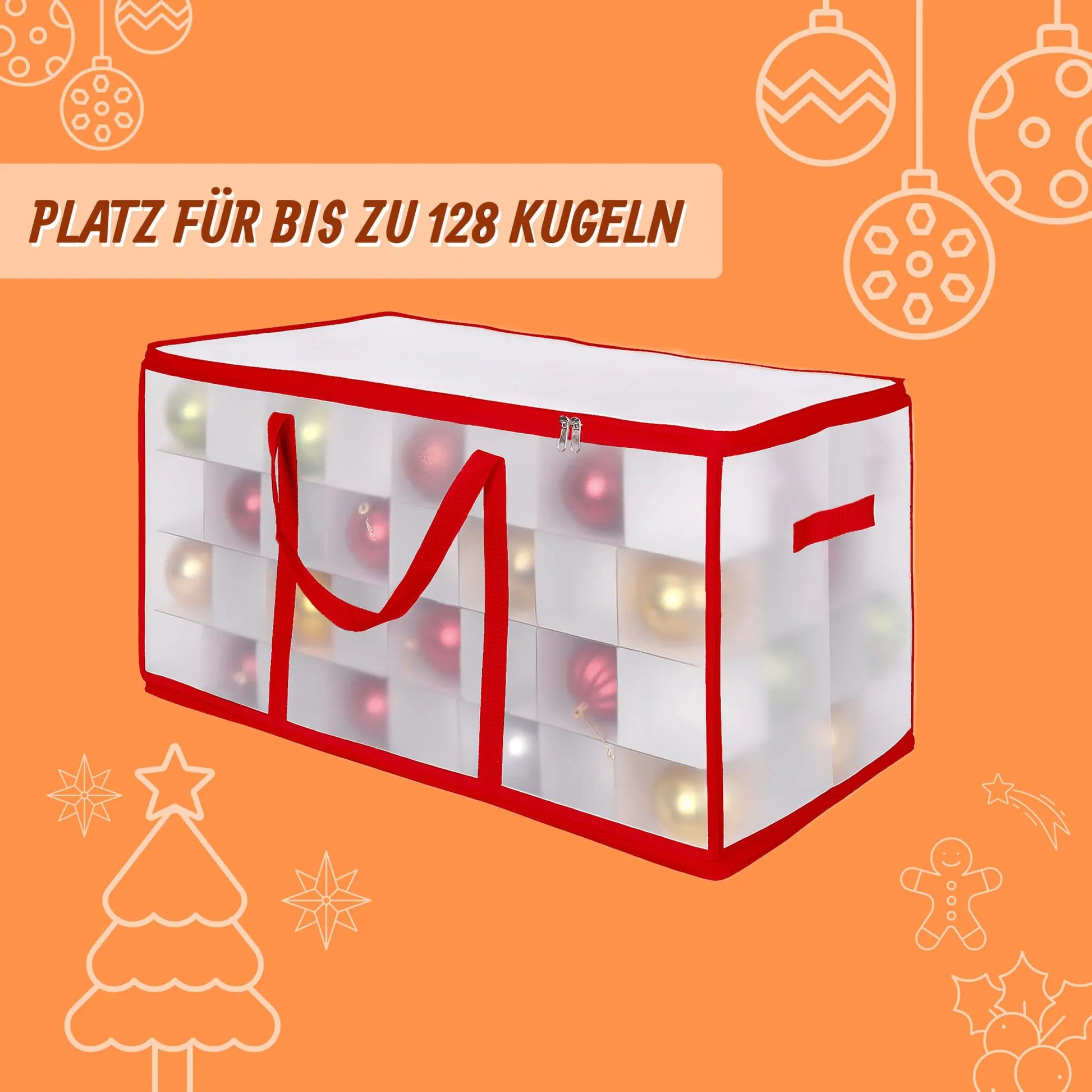 Weihnachtskugel Aufbewahrungsbox Rot-Transparent Grösse 3 von Relaxdays