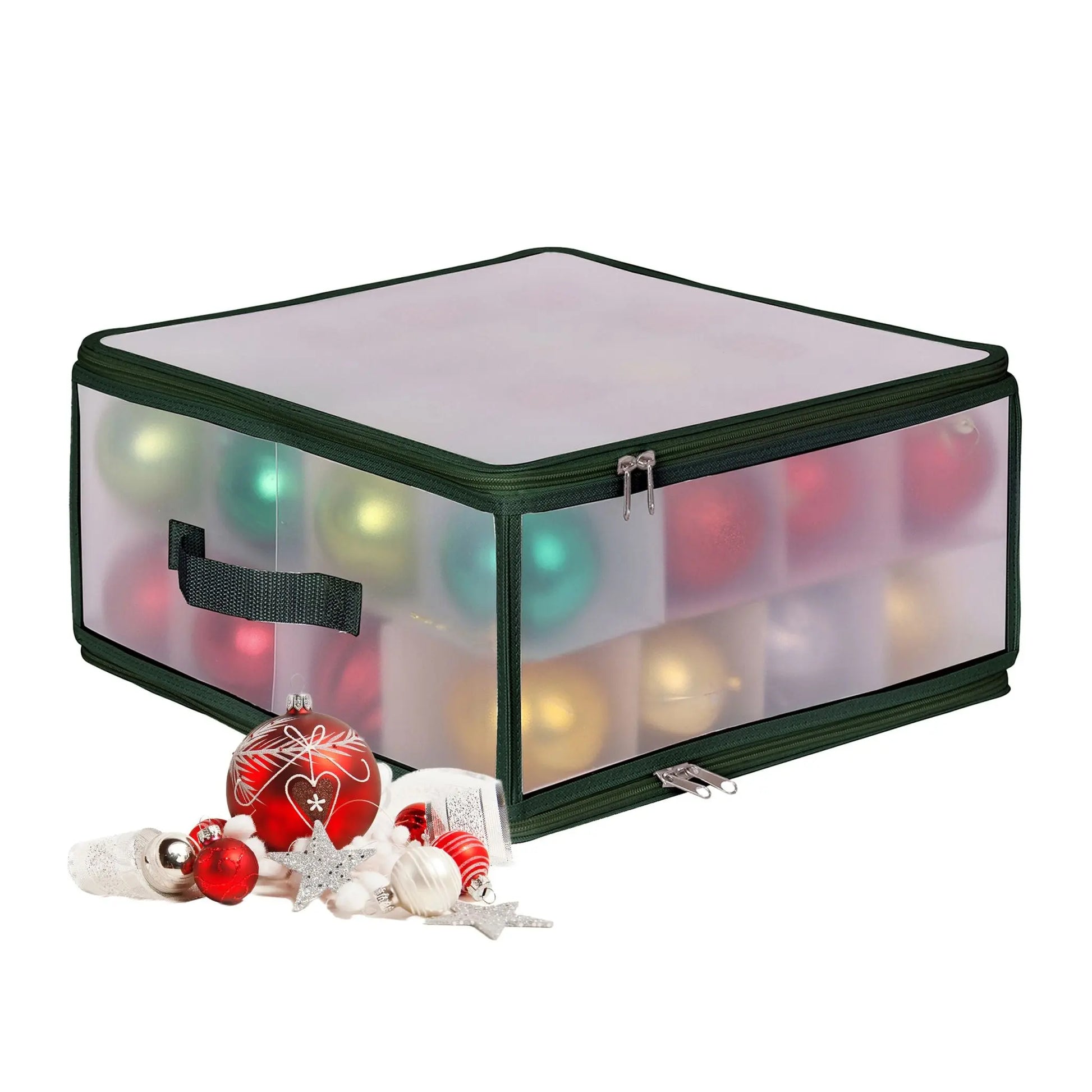 Weihnachtskugel Aufbewahrungsbox Grün-Transparent Grösse 1 von Relaxdays