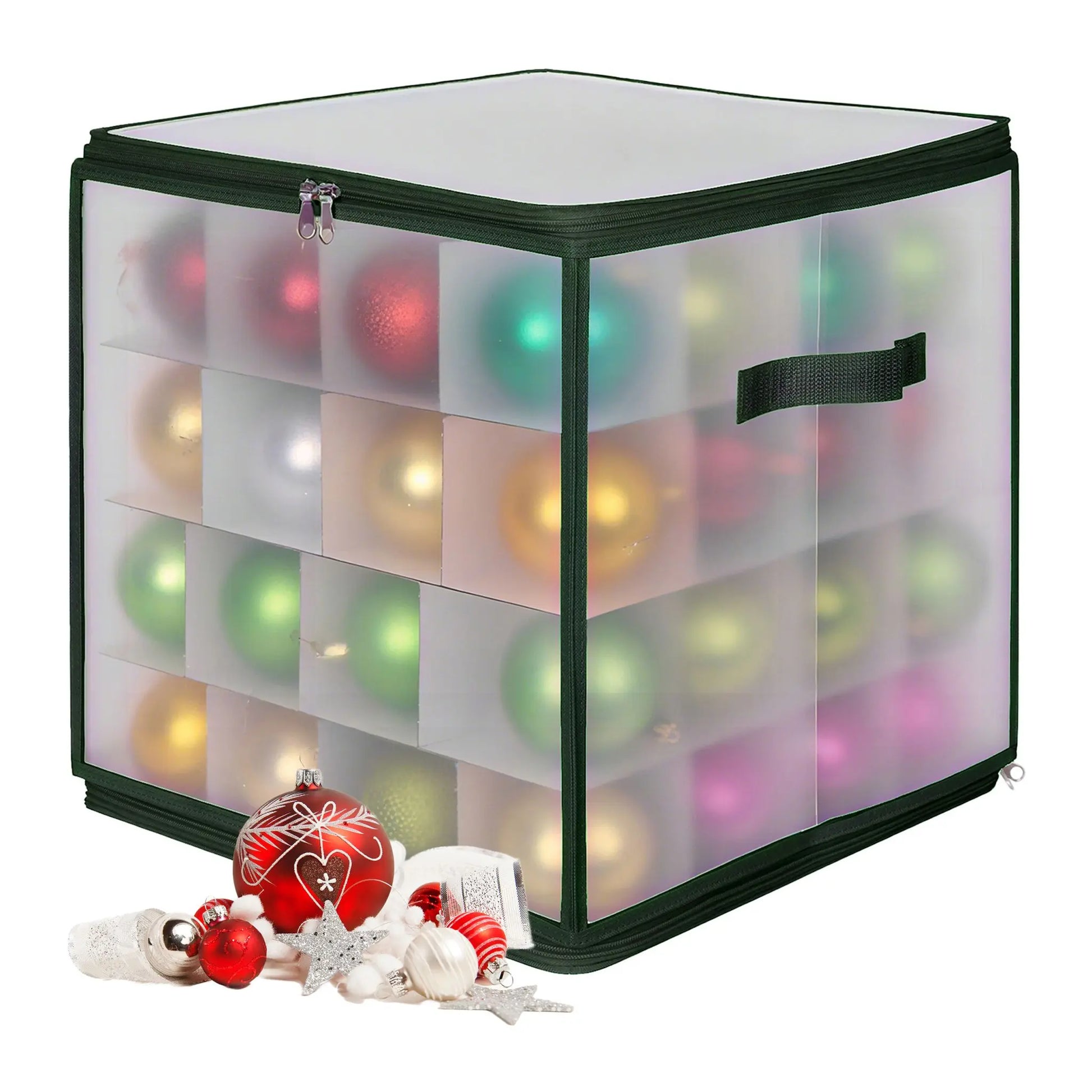 Weihnachtskugel Aufbewahrungsbox Grün-Transparent Grösse 2 von Relaxdays