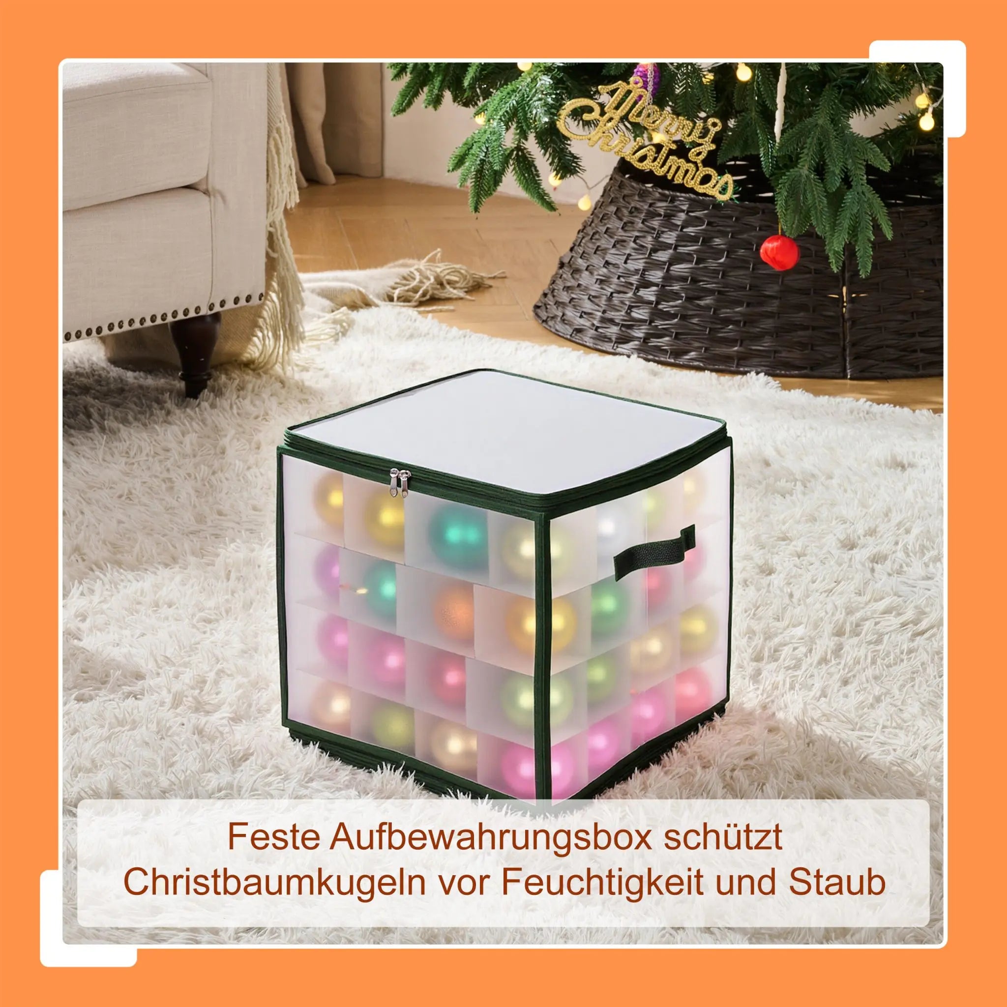 Weihnachtskugel Aufbewahrungsbox Grün-Transparent Grösse 2 von Relaxdays