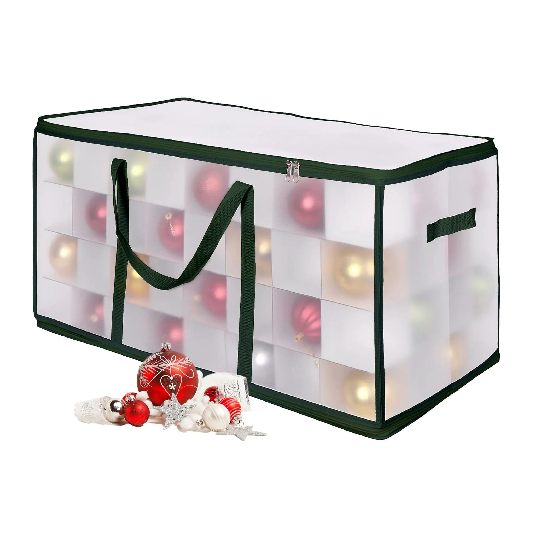 Weihnachtskugel Aufbewahrungsbox Grün-Transparent Grösse 3 von Relaxdays