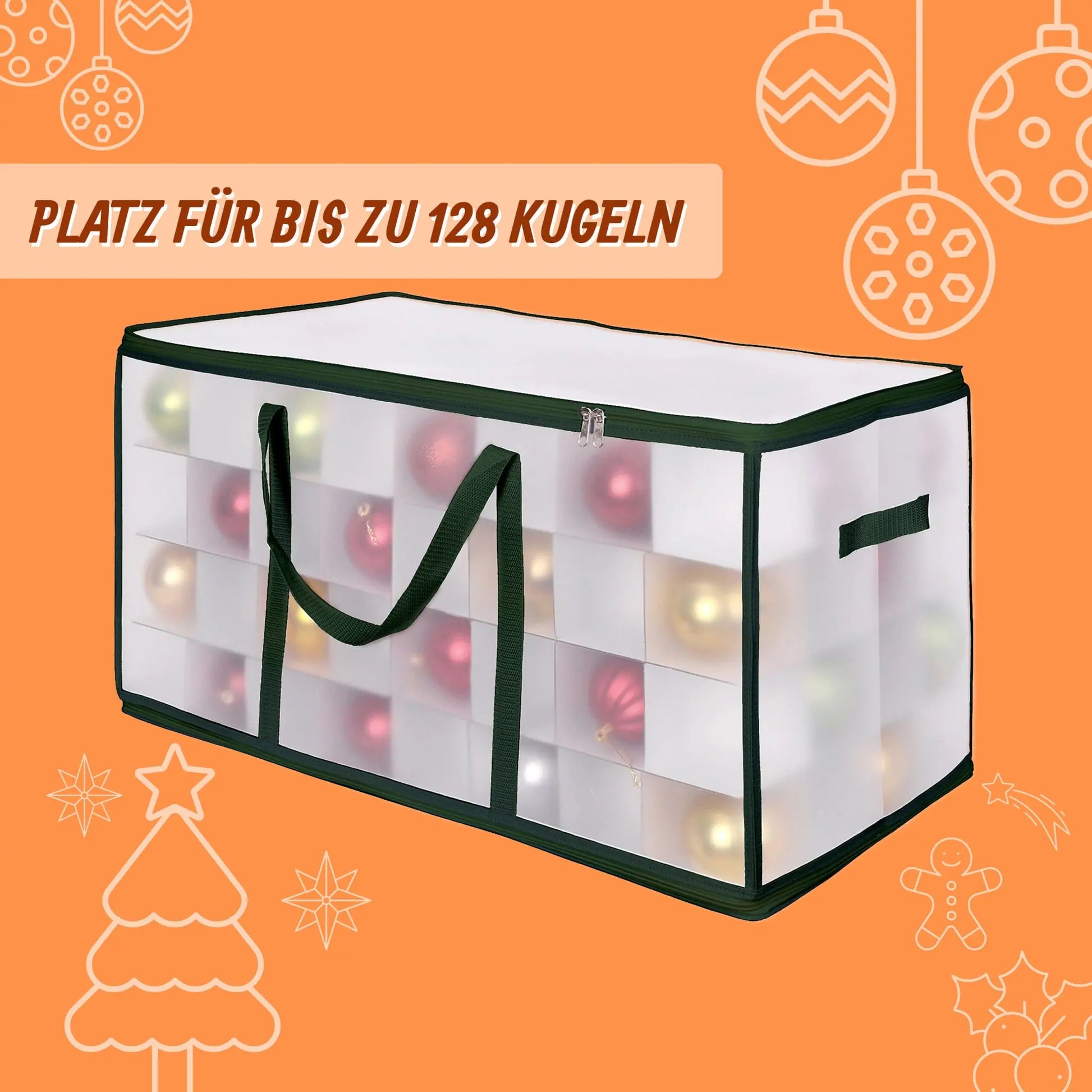 Weihnachtskugel Aufbewahrungsbox Grün-Transparent Grösse 3 von Relaxdays