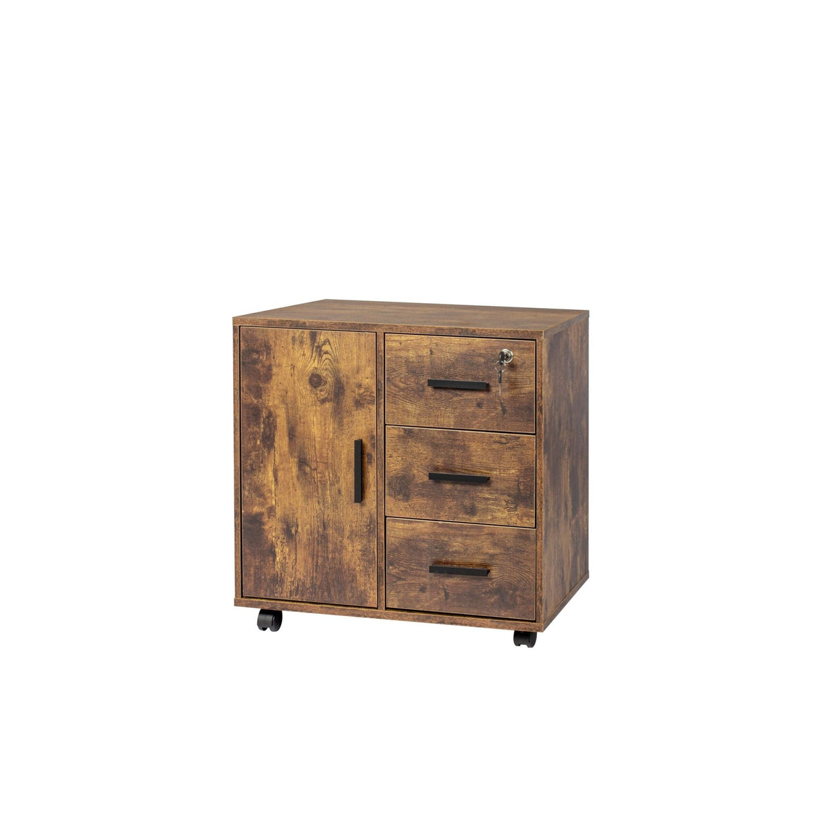 Abschliessbarer Rollcontainer Braun-Schwarz von Relaxdays