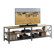 TV Lowboard 4 Fächer Braun-Schwarz von Relaxdays