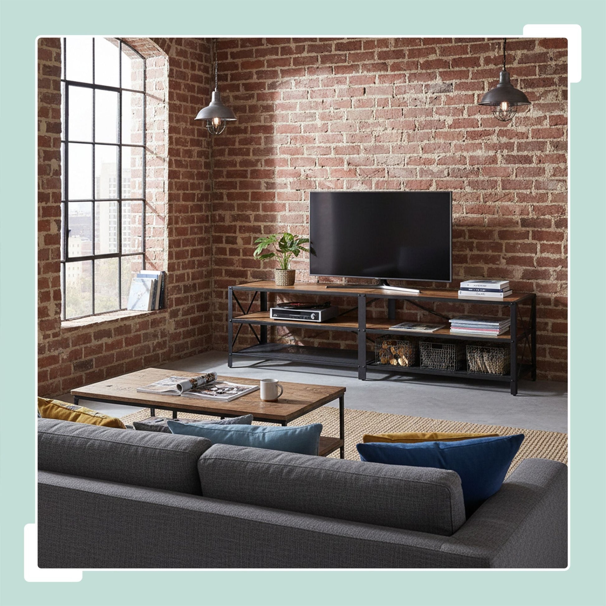 TV Lowboard 4 Fächer Braun-Schwarz von Relaxdays