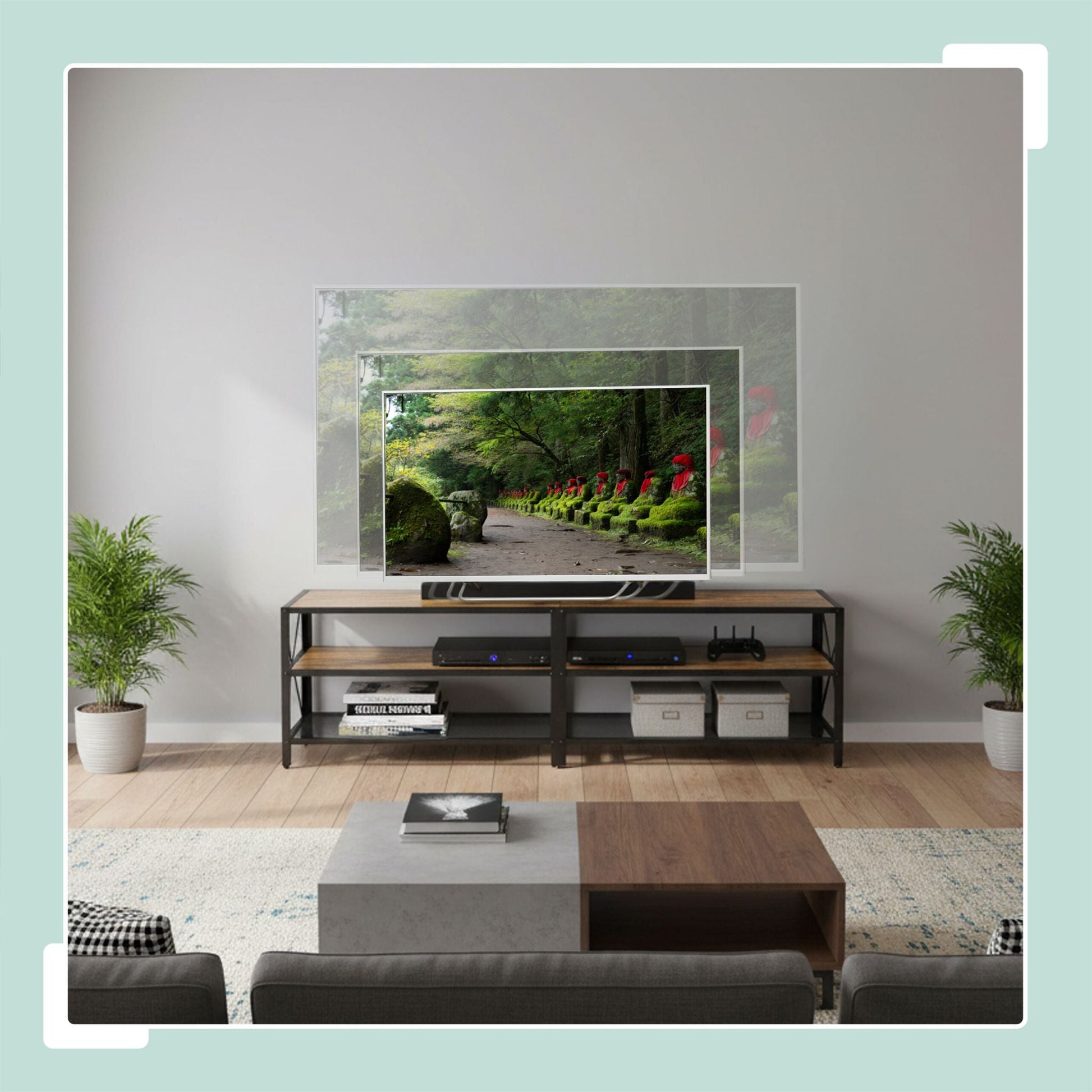 TV Lowboard 4 Fächer Braun-Schwarz von Relaxdays