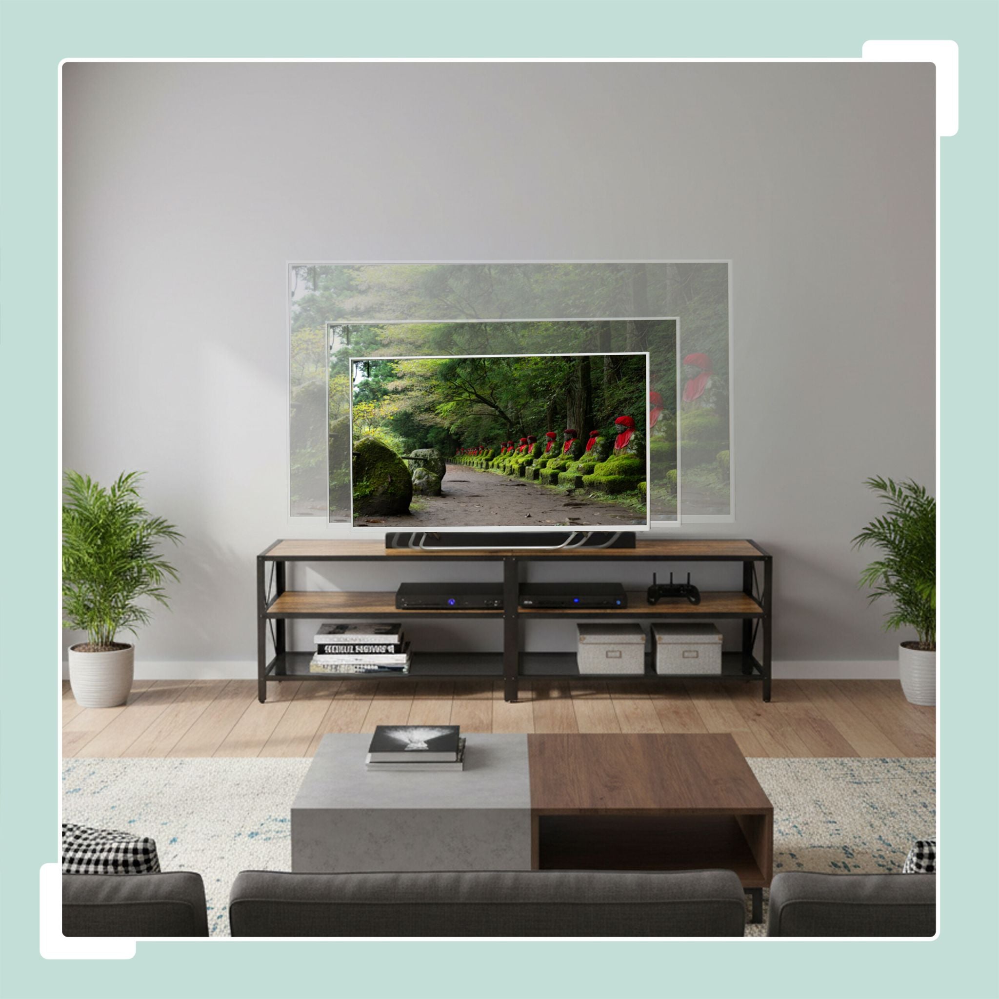 TV Lowboard 4 Fächer Braun-Schwarz von Relaxdays