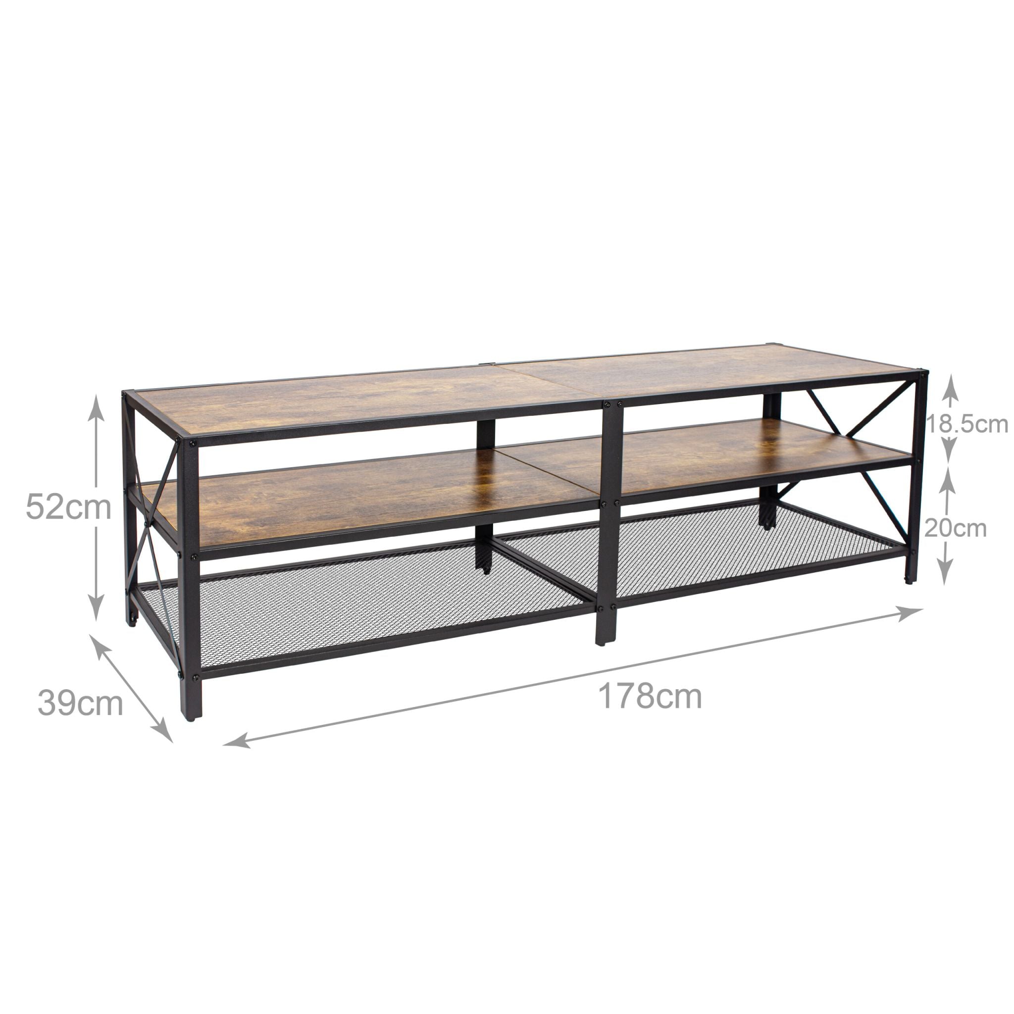 TV Lowboard 4 Fächer Braun-Schwarz von Relaxdays
