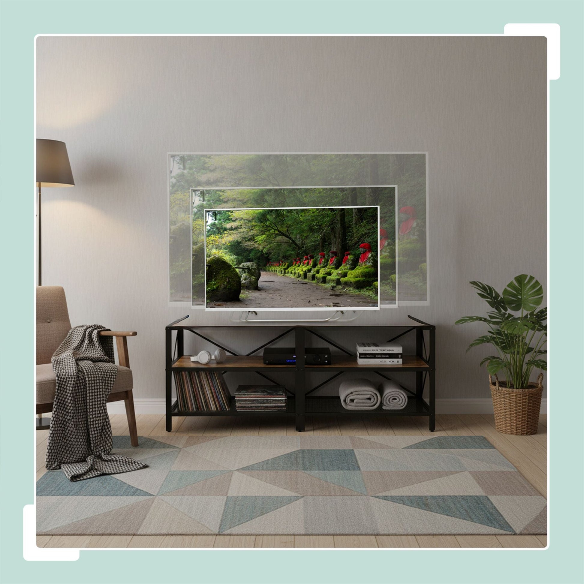 TV Lowboard 4 Fächer Braun-Schwarz von Relaxdays