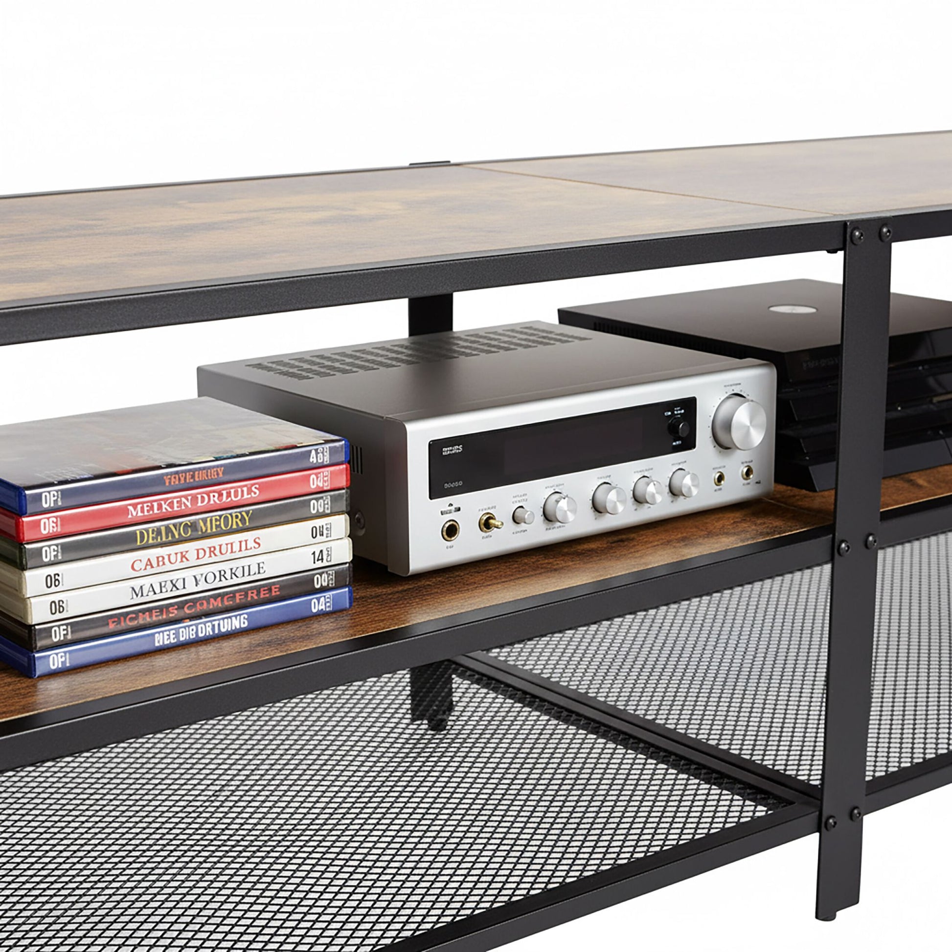 TV Lowboard 4 Fächer Braun-Schwarz von Relaxdays