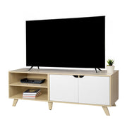 TV Lowboard 6 Fächer Weiss-Hellbraun von Relaxdays
