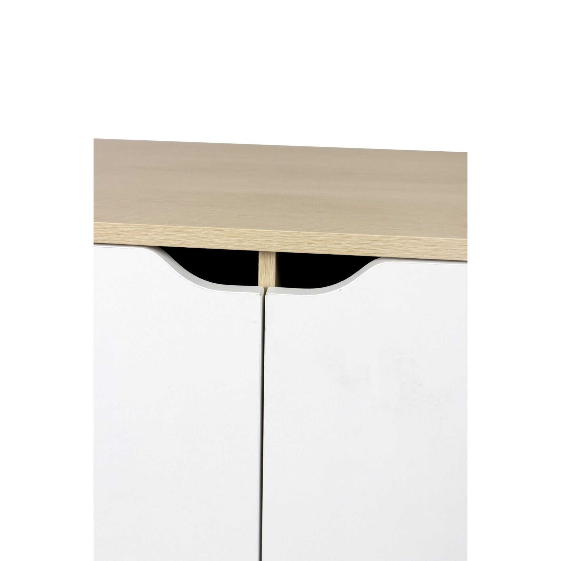 TV Lowboard 6 Fächer Weiss-Hellbraun von Relaxdays