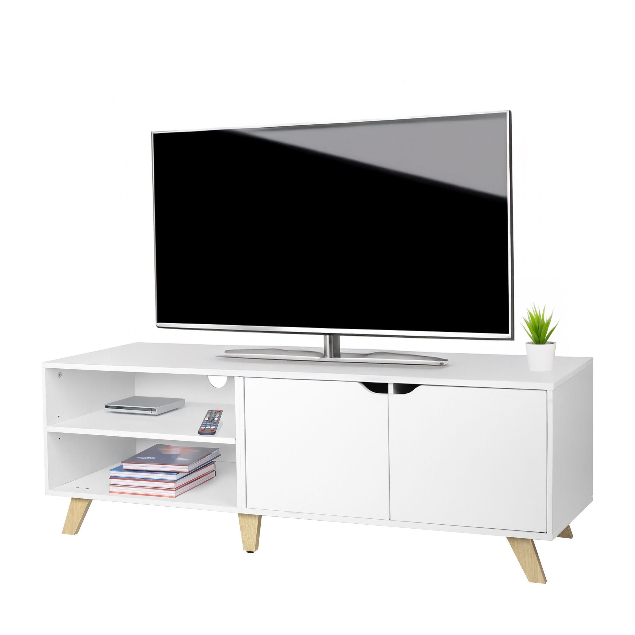 TV Lowboard 6 Fächer Weiss von Relaxdays