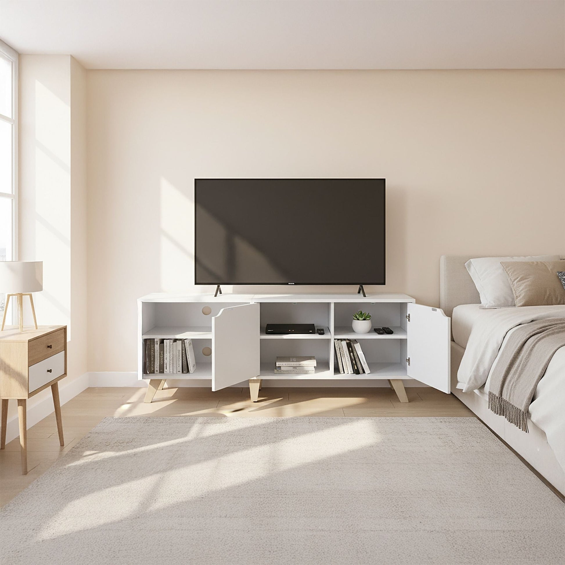 TV Lowboard 6 Fächer Weiss von Relaxdays