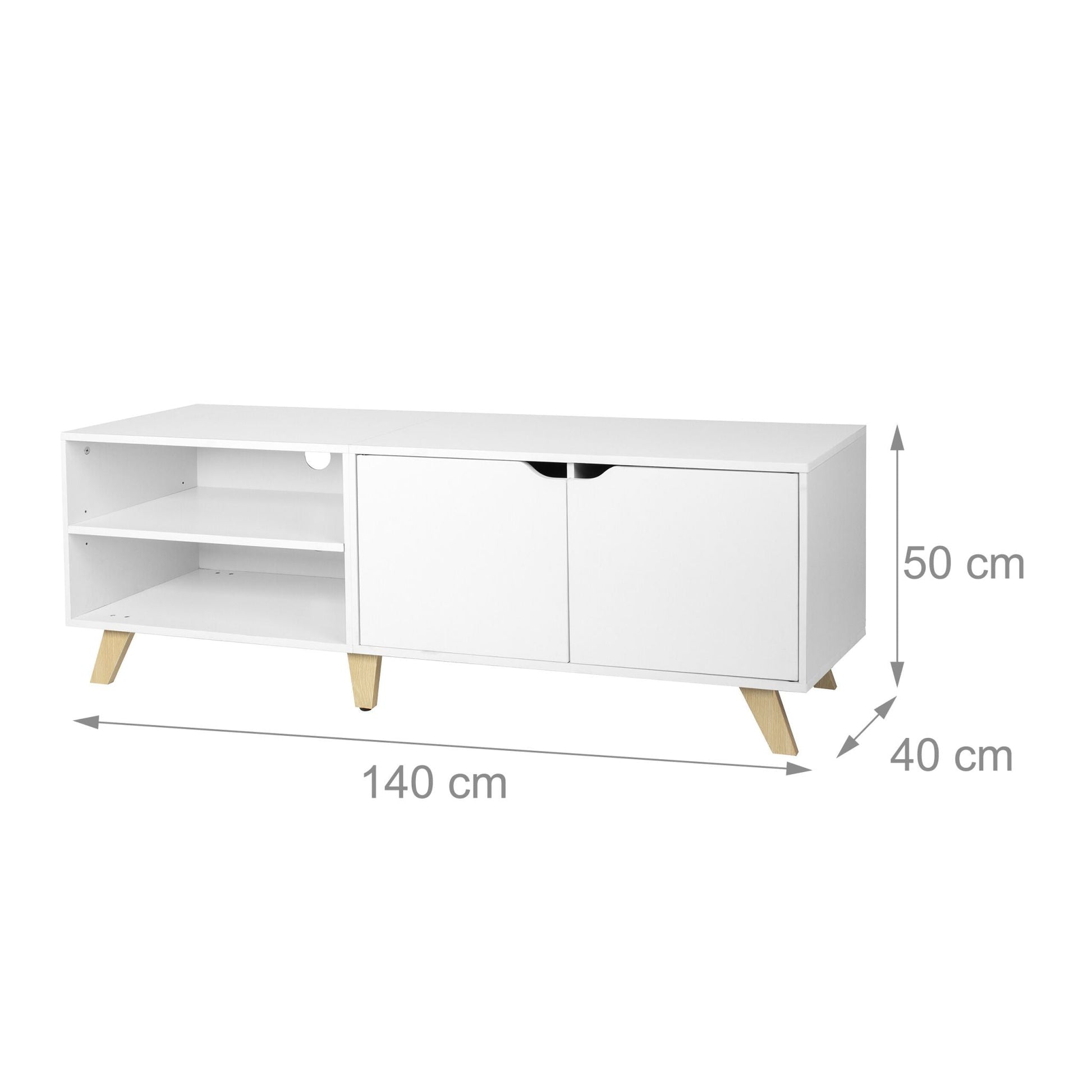 TV Lowboard 6 Fächer Weiss von Relaxdays