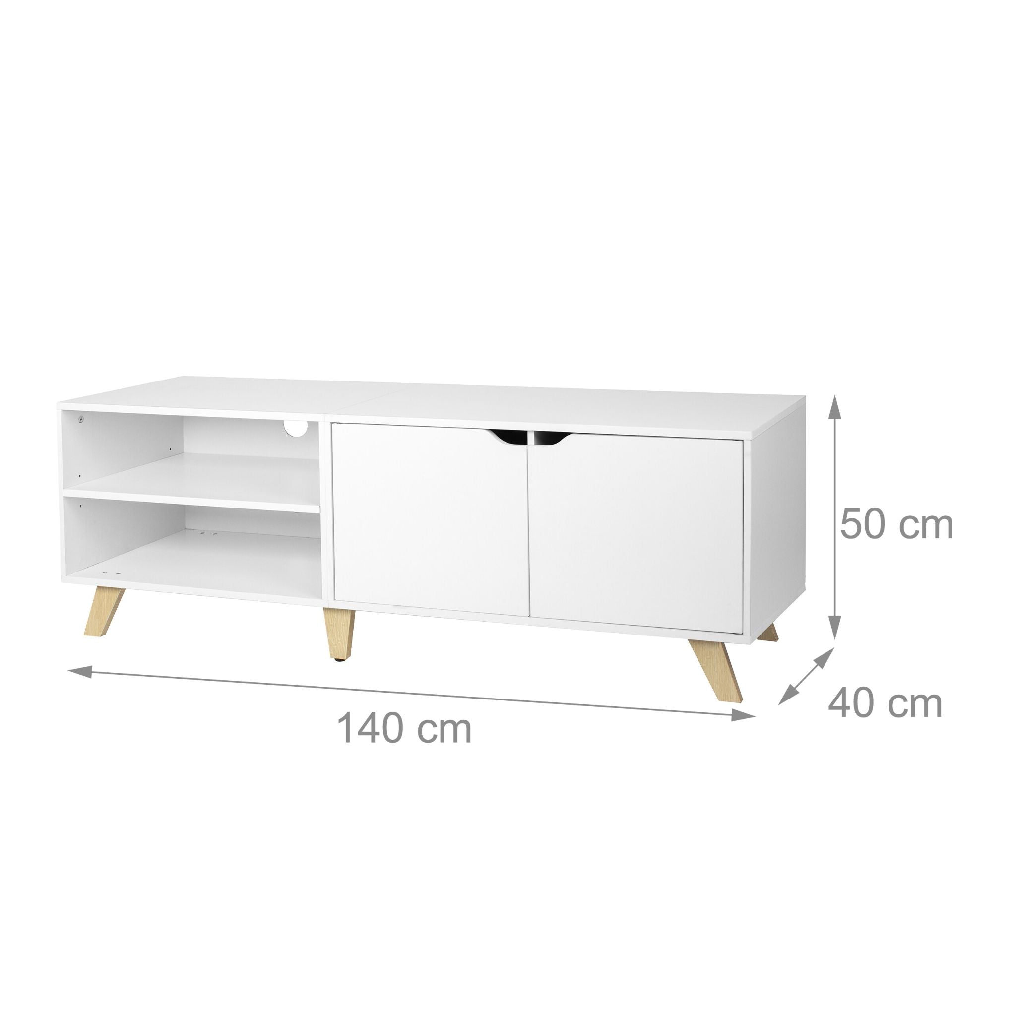 TV Lowboard 6 Fächer Weiss von Relaxdays