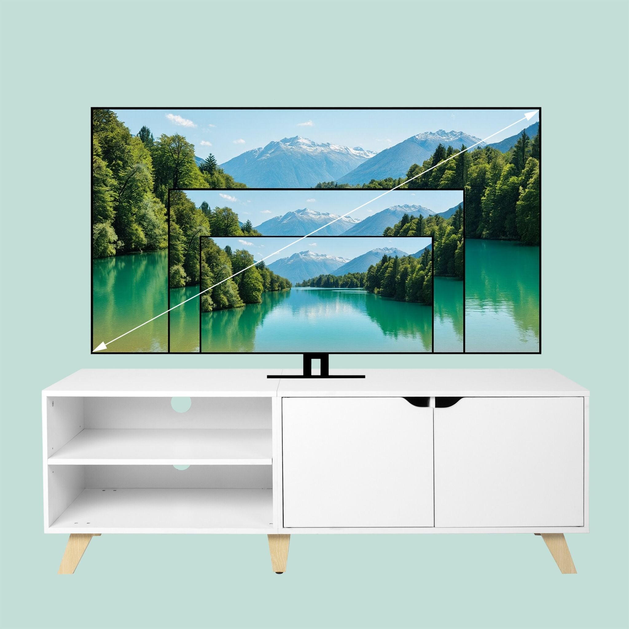 TV Lowboard 6 Fächer Weiss von Relaxdays