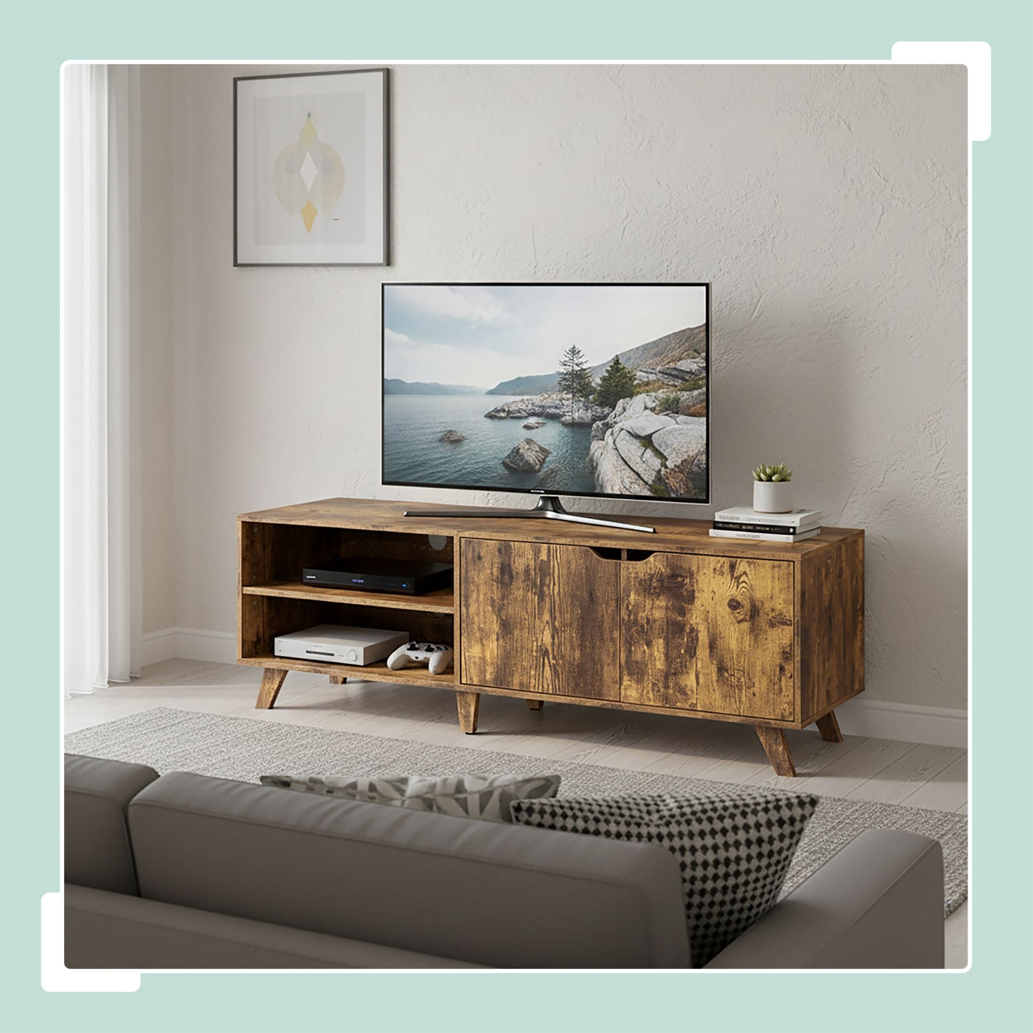 TV Lowboard 6 Fächer Braun von Relaxdays