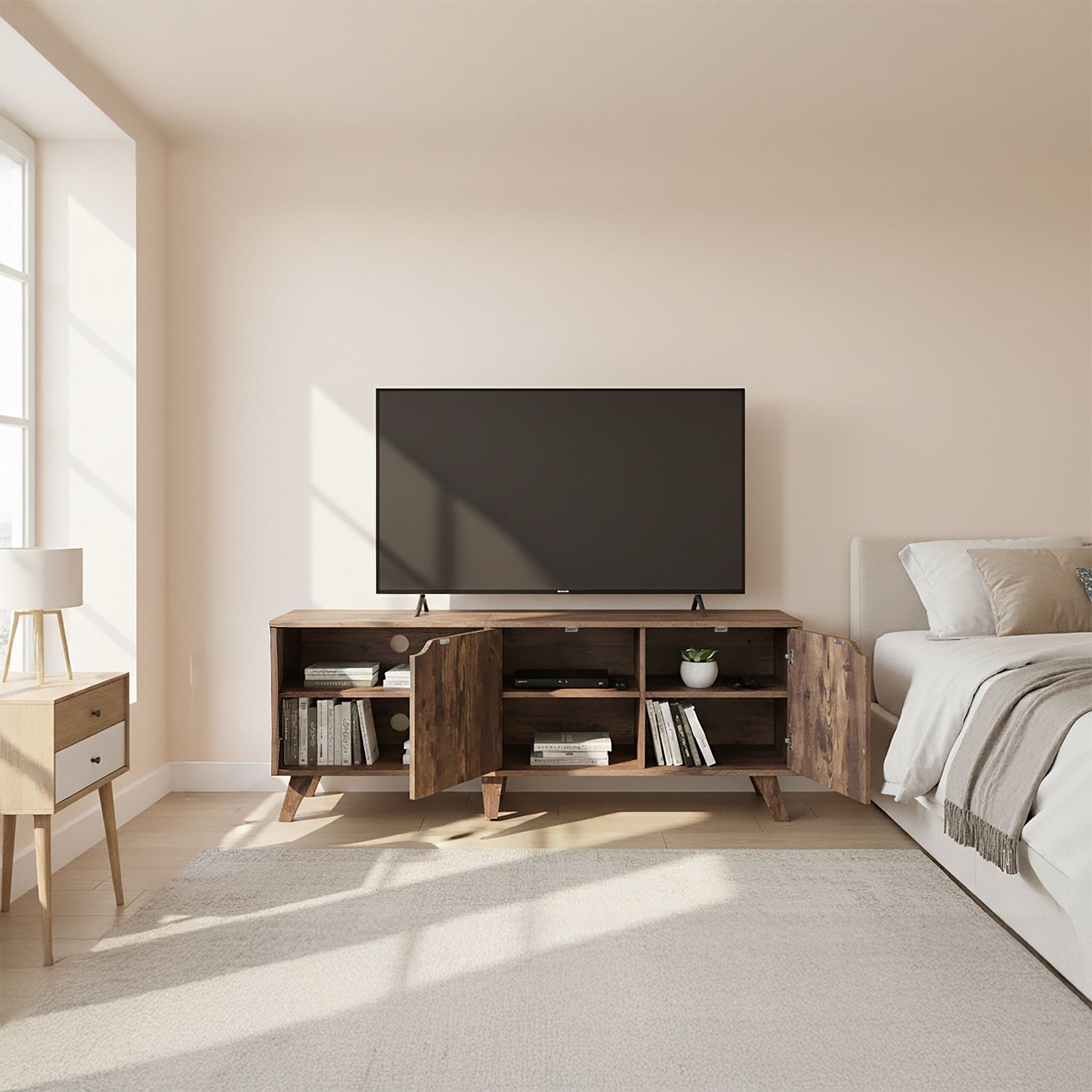 TV Lowboard 6 Fächer Braun von Relaxdays