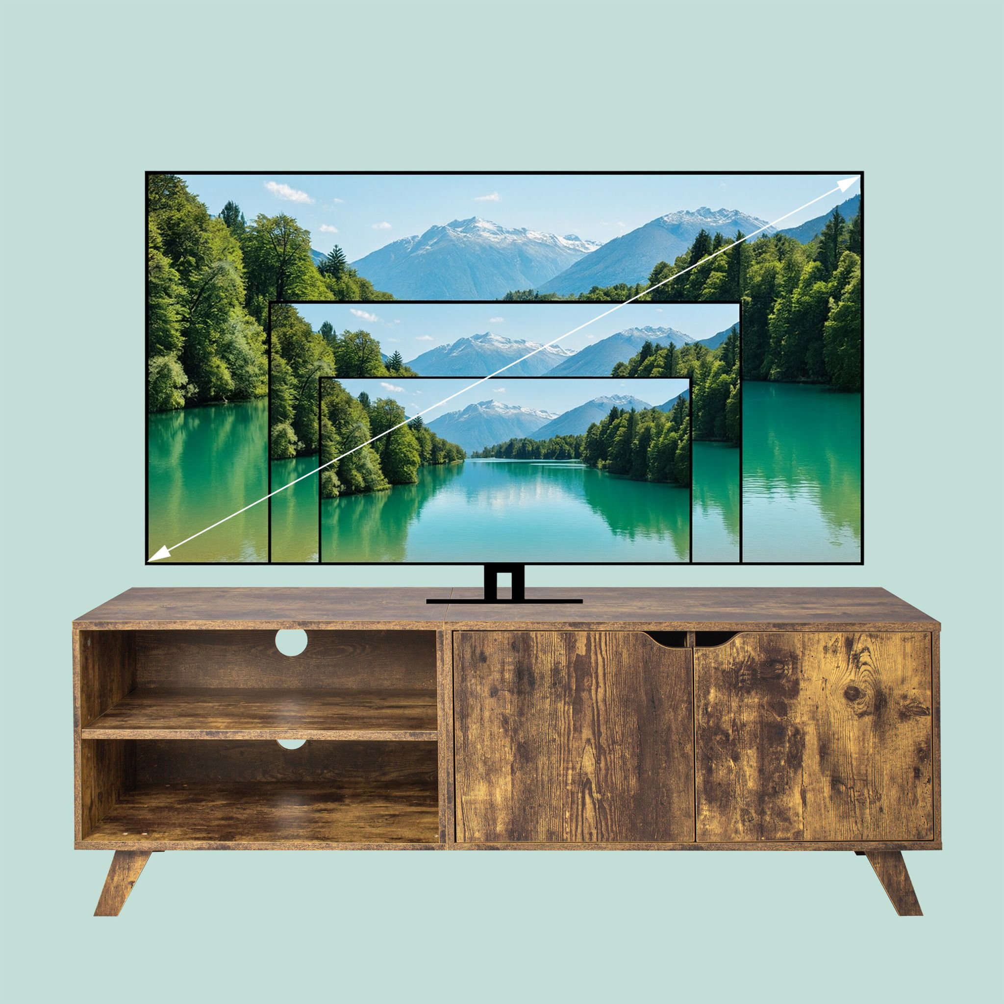 TV Lowboard 6 Fächer Braun von Relaxdays