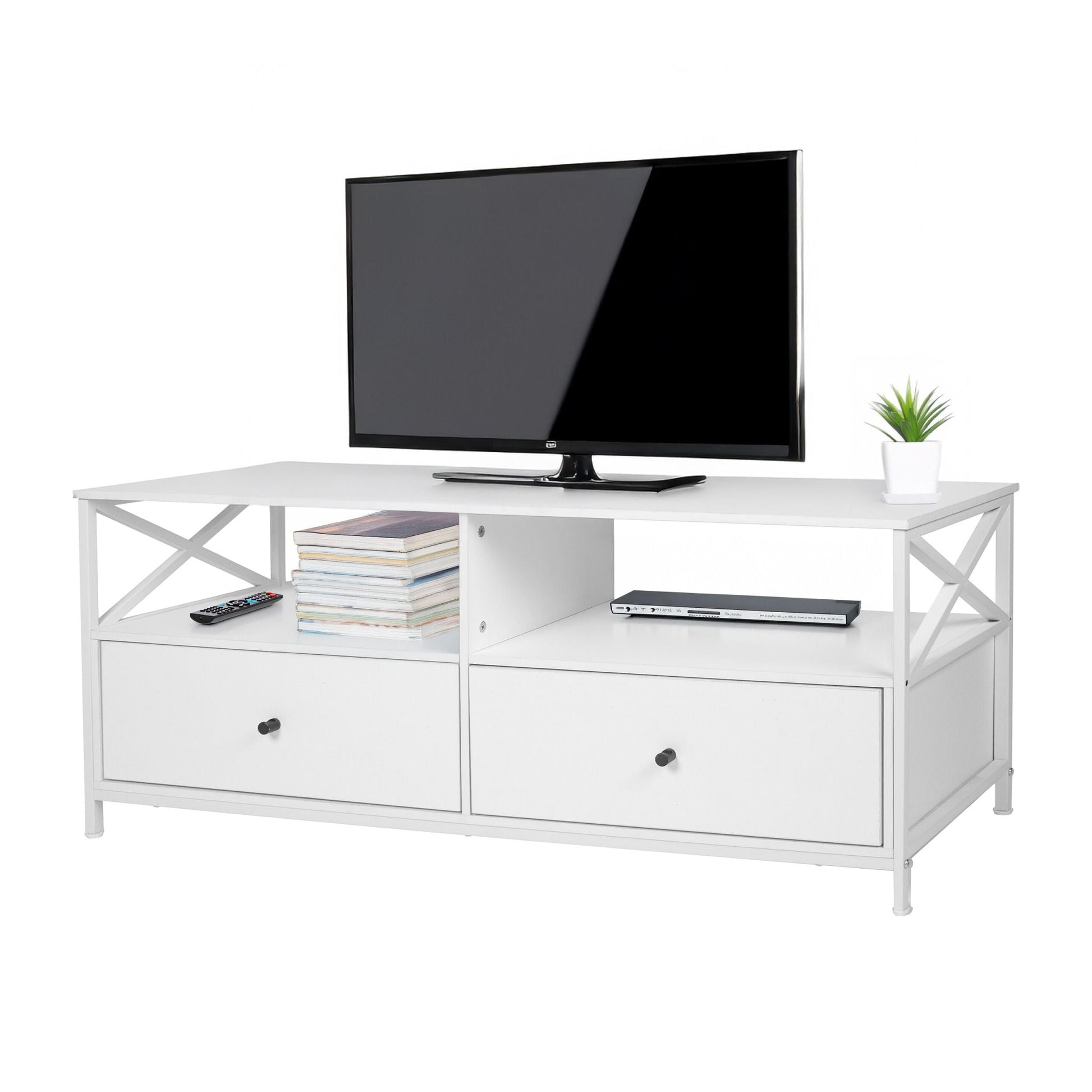 TV Lowboard mit Schubladen Weiss von Relaxdays