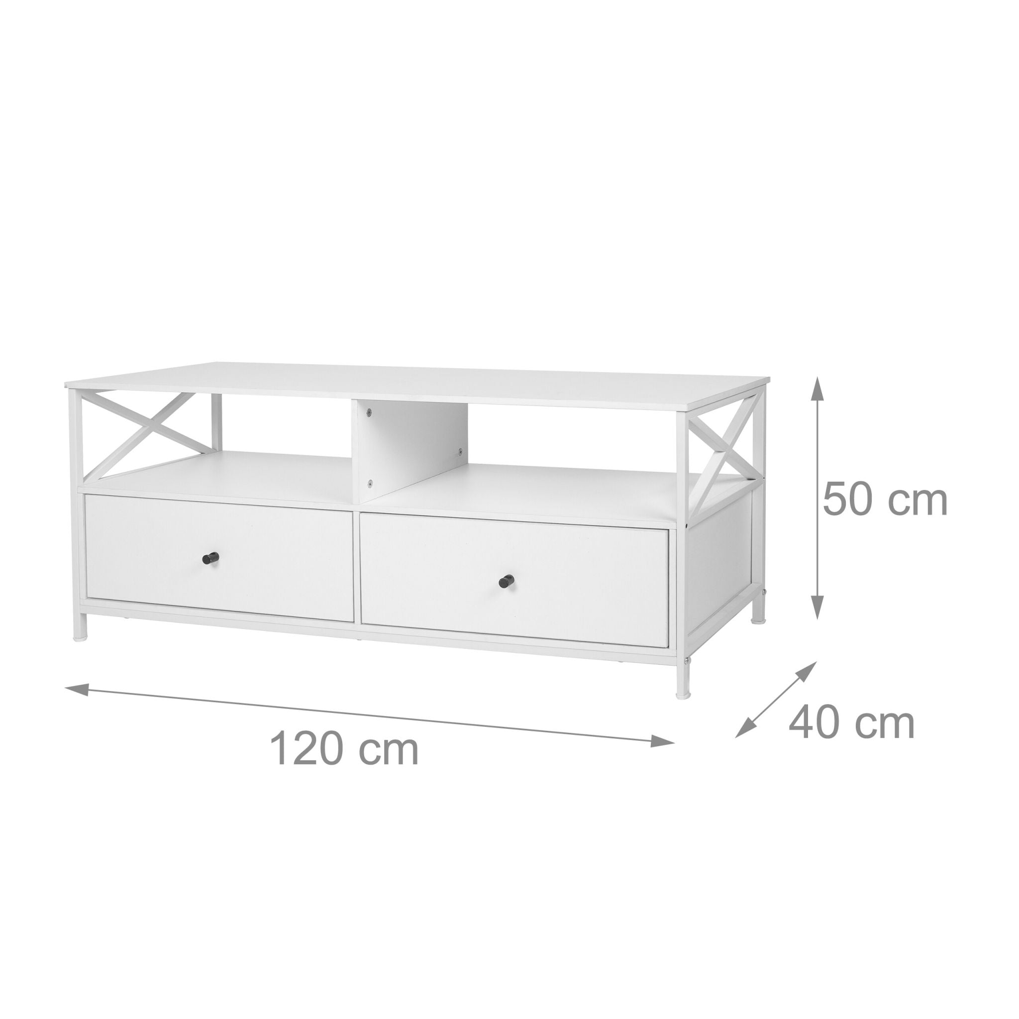TV Lowboard mit Schubladen Weiss von Relaxdays