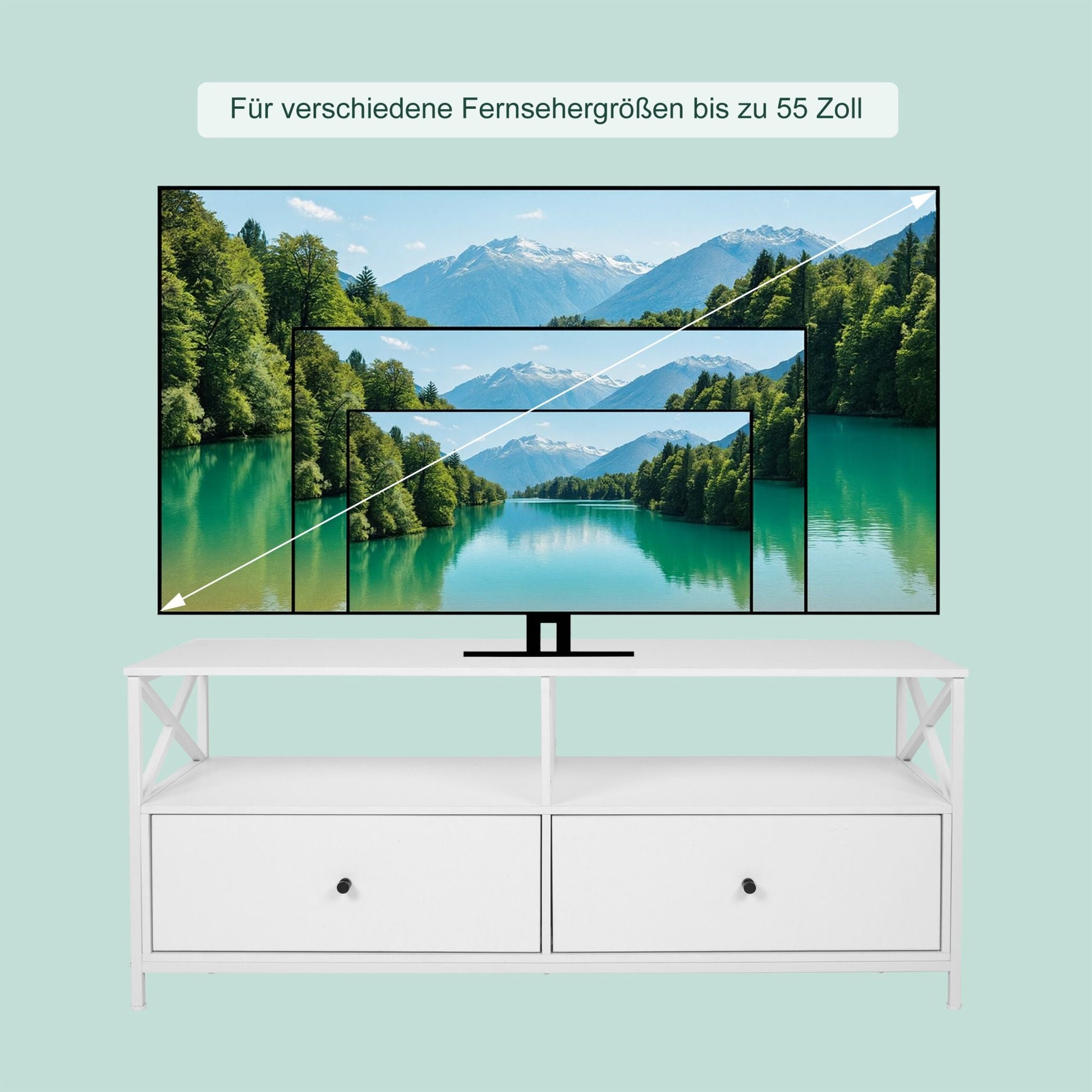 TV Lowboard mit Schubladen Weiss von Relaxdays