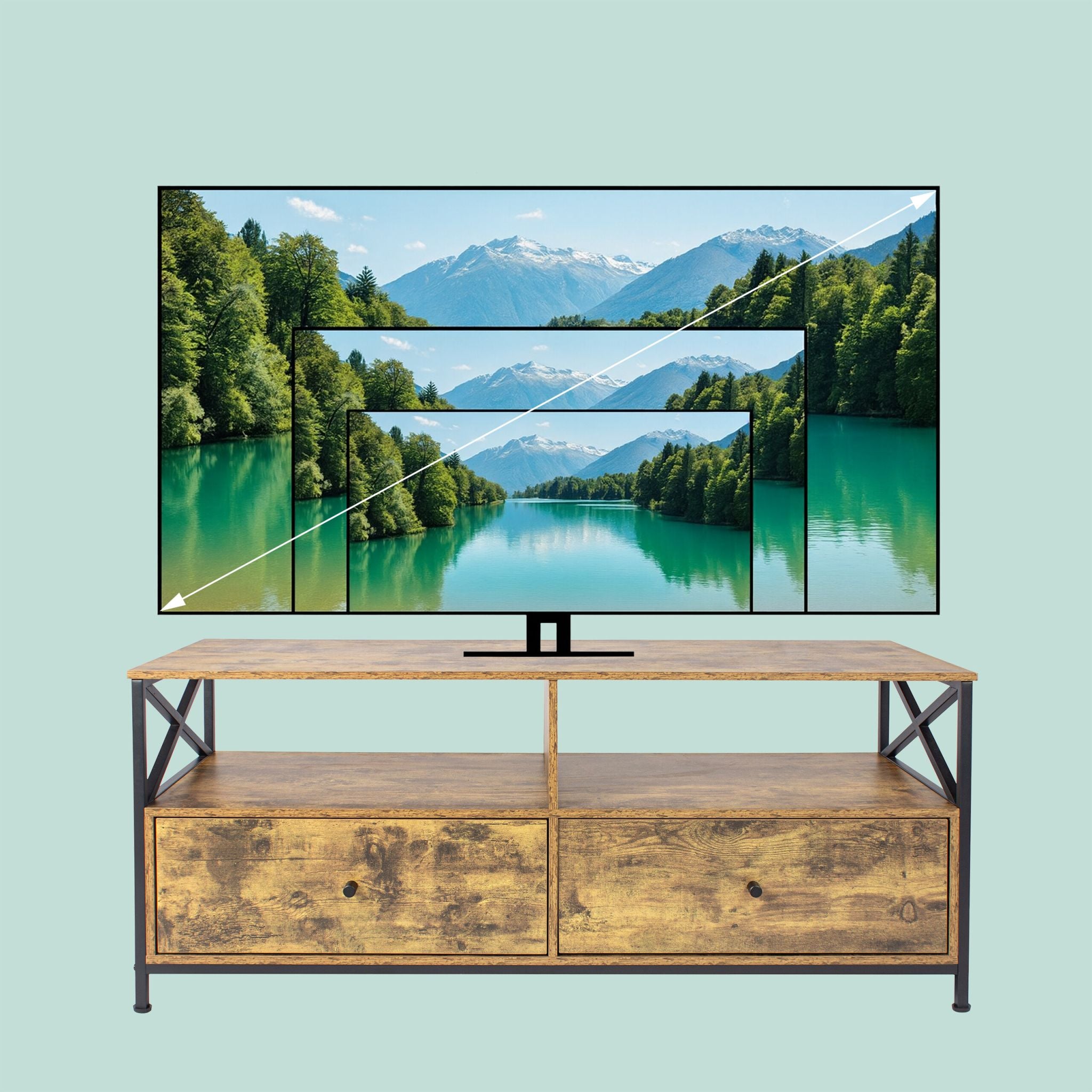 TV Lowboard mit Schubladen Braun-Schwarz von Relaxdays