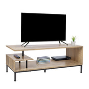 TV Lowboard bis 55 Zoll Hellbraun-Schwarz von Relaxdays