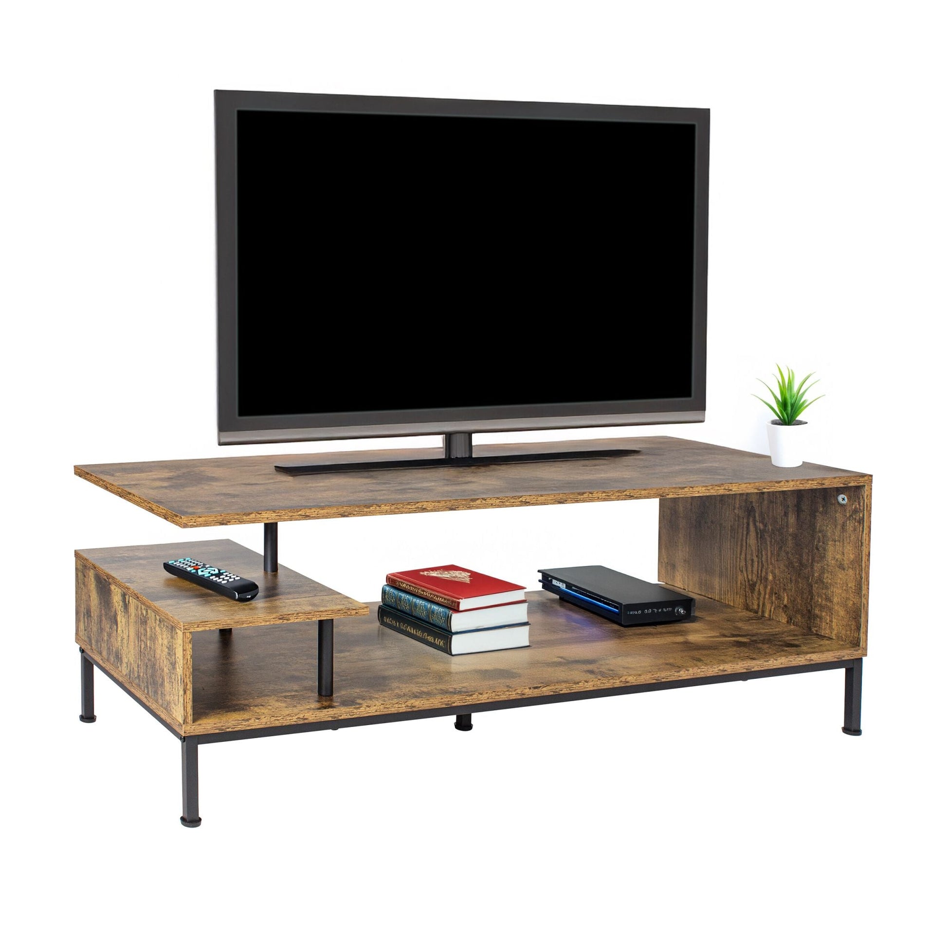 TV Lowboard bis 55 Zoll Braun-Schwarz von Relaxdays