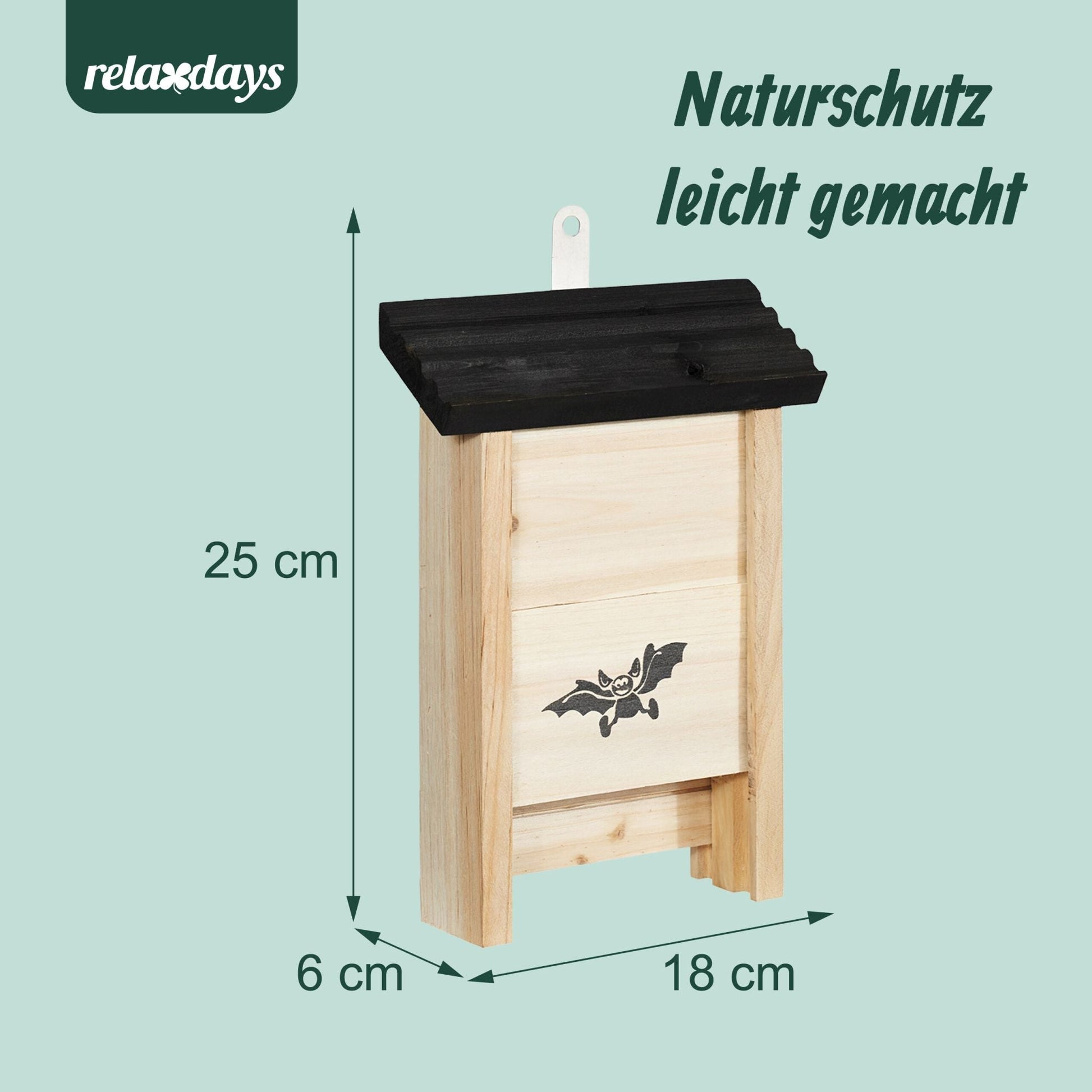 Fledermauskasten 2er-Set Hellbraun-Schwarz von Relaxdays