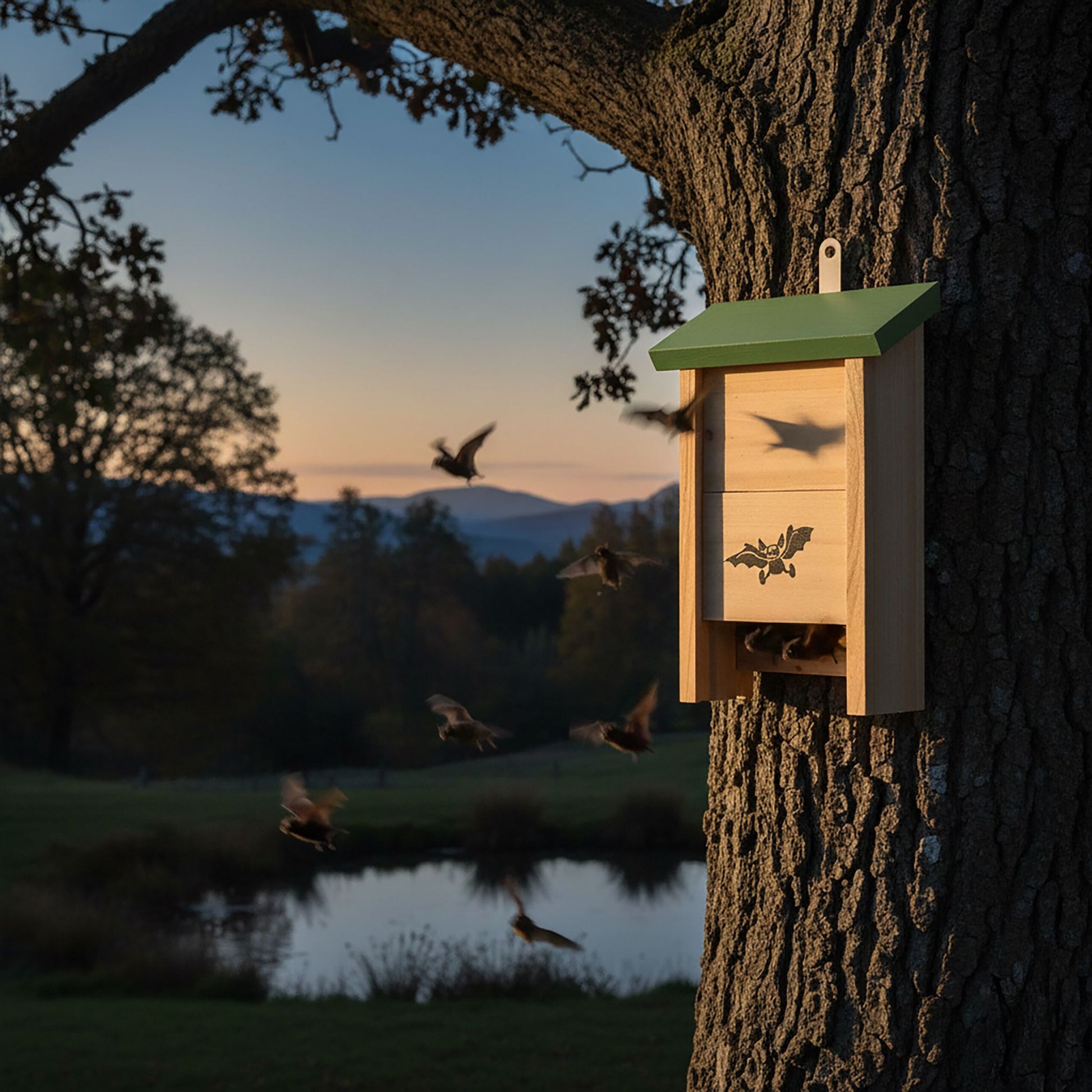 Fledermauskasten 2er-Set Dunkelgrün-Hellbraun von Relaxdays