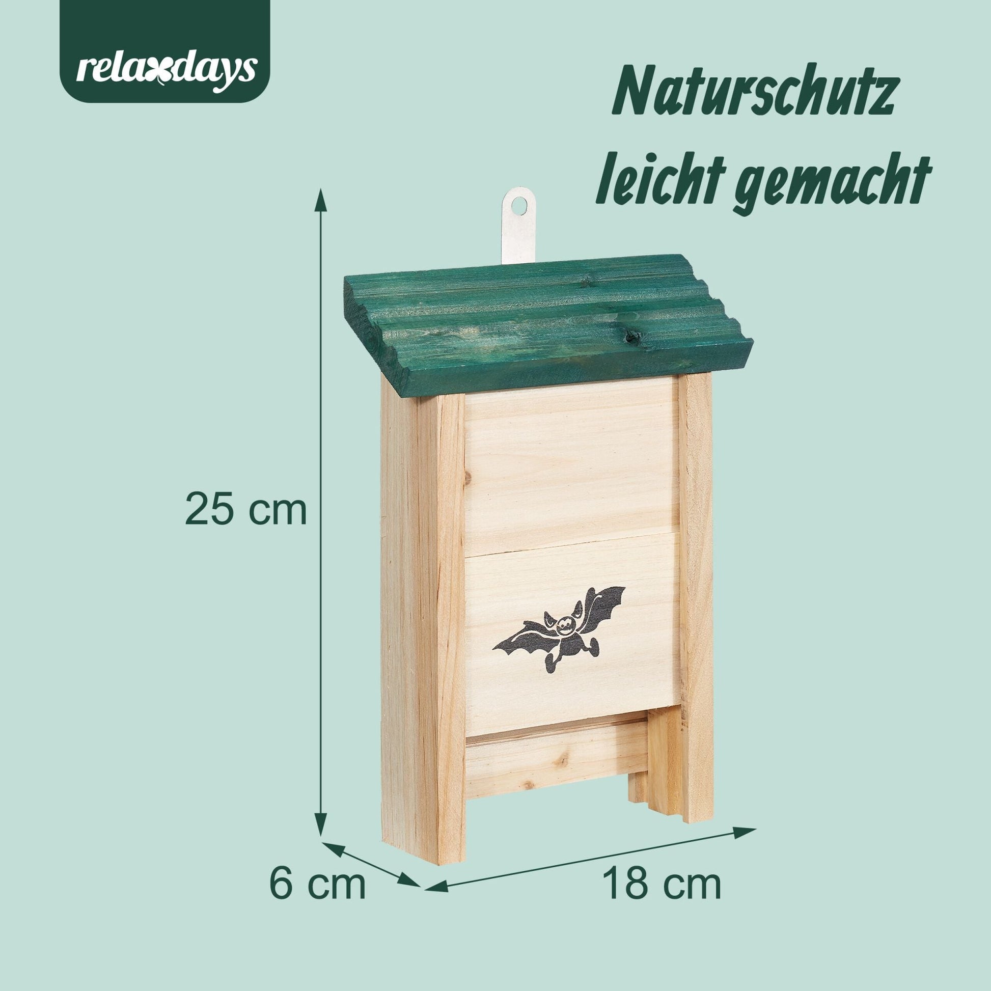 Fledermauskasten 2er-Set Dunkelgrün-Hellbraun von Relaxdays