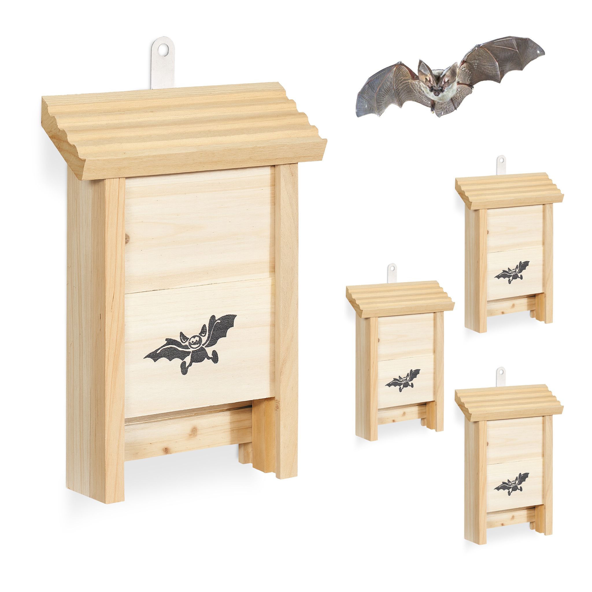 Fledermauskasten 4er-Set Hellbraun von Relaxdays