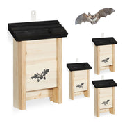 Fledermauskasten 4er-Set Hellbraun-Schwarz von Relaxdays