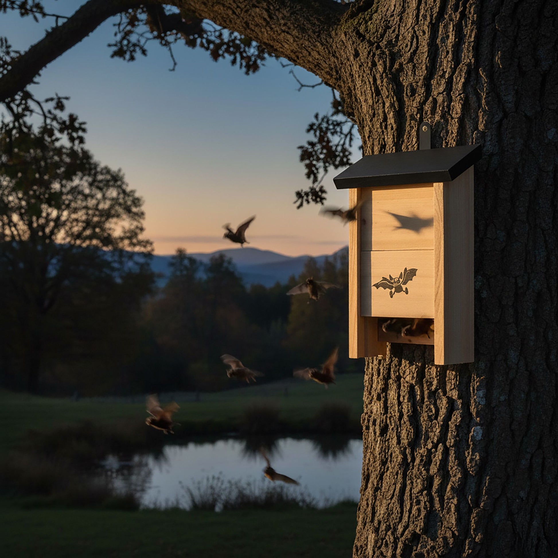 Fledermauskasten 4er-Set Hellbraun-Schwarz von Relaxdays