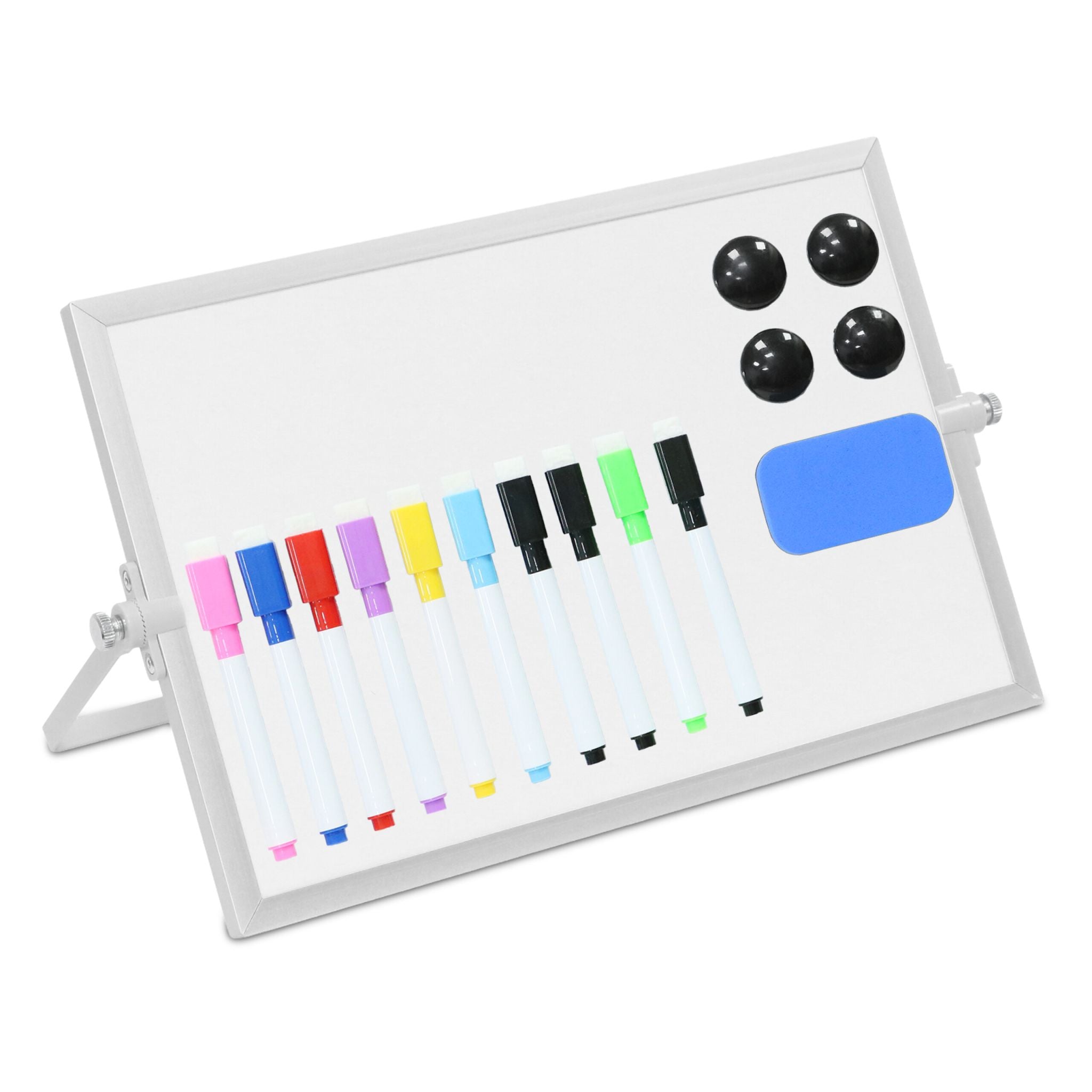 Whiteboard Tisch Weiss-Silber