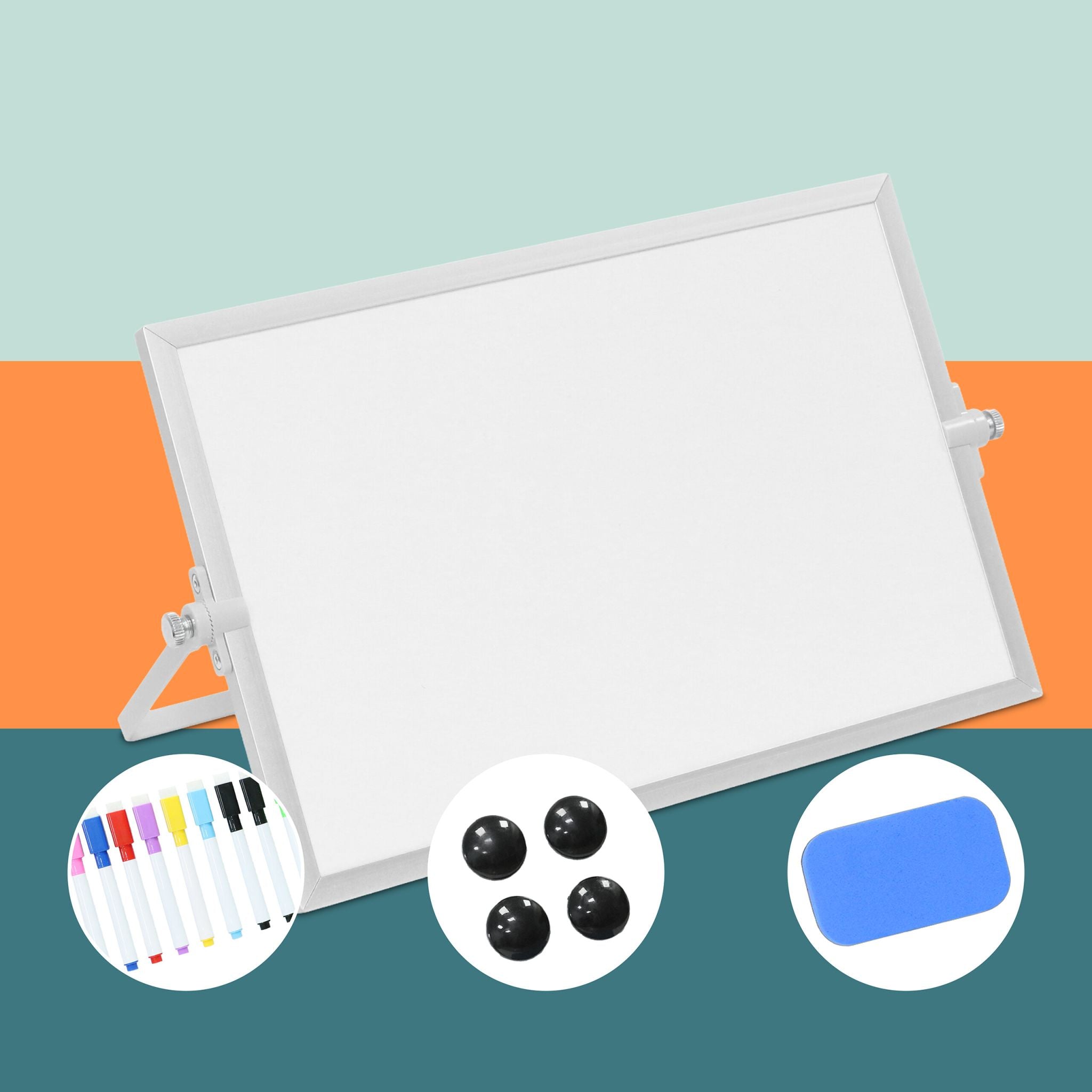 Whiteboard Tisch Weiss-Silber