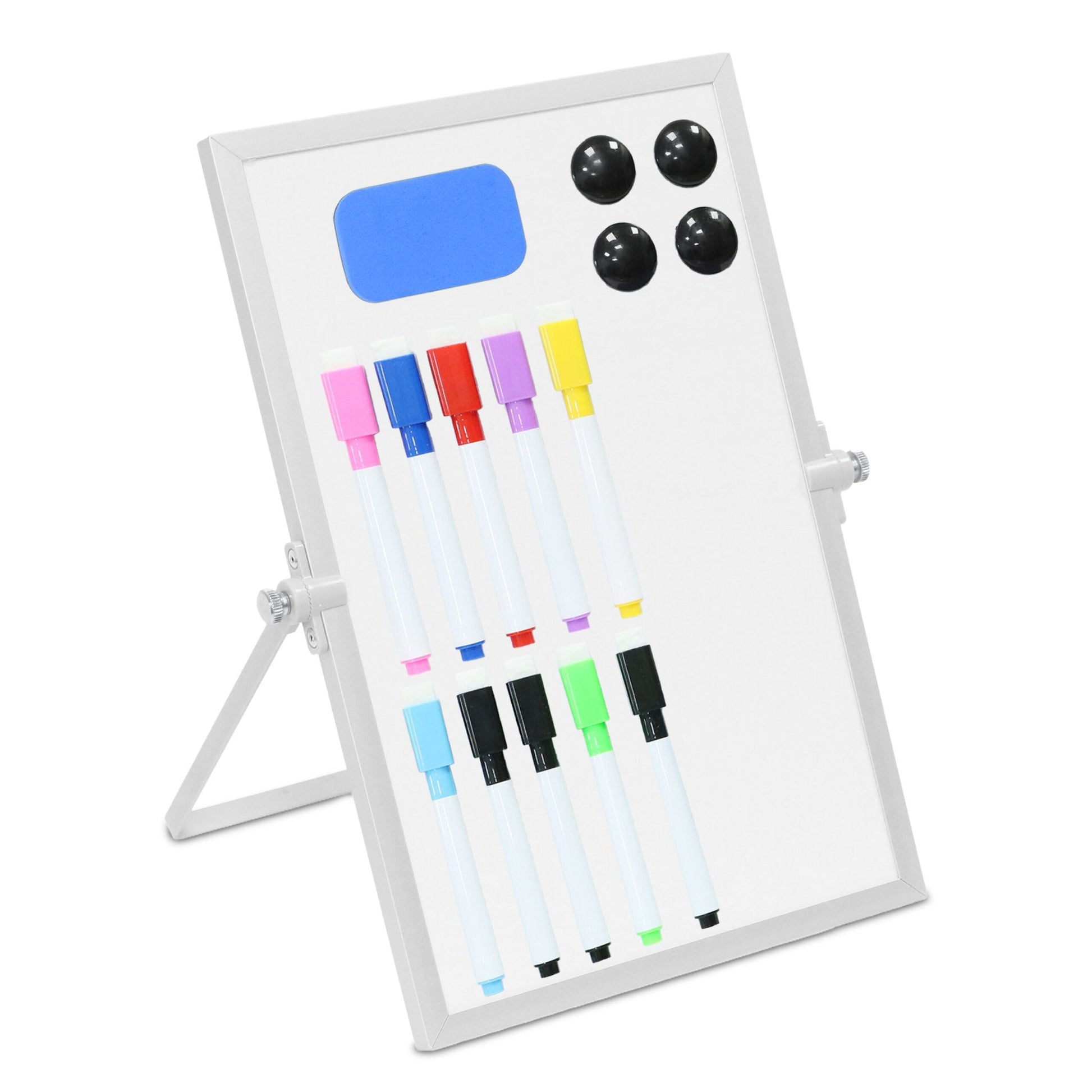 Whiteboard Tisch Weiss-Silber von Relaxdays
