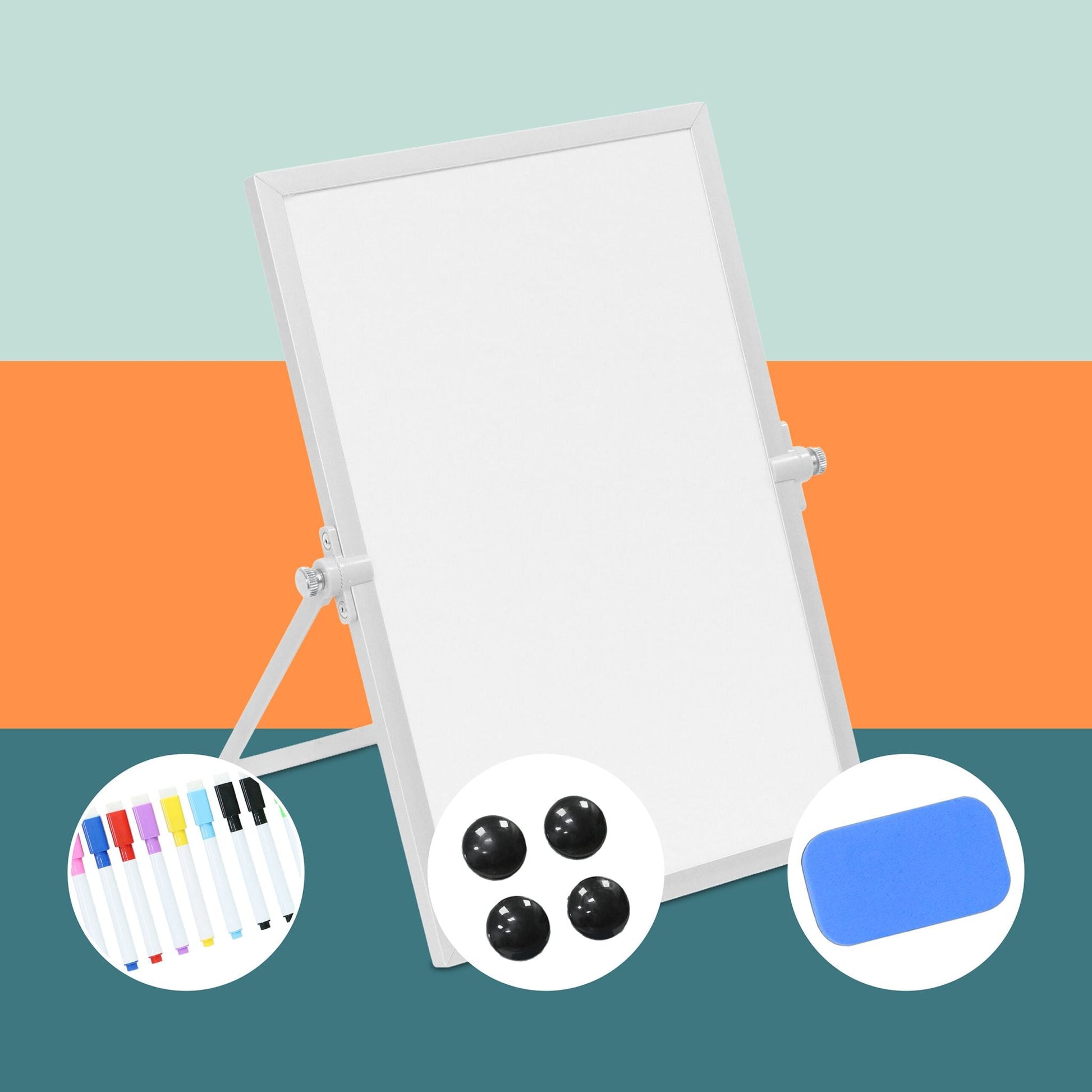 Whiteboard Tisch Weiss-Silber von Relaxdays