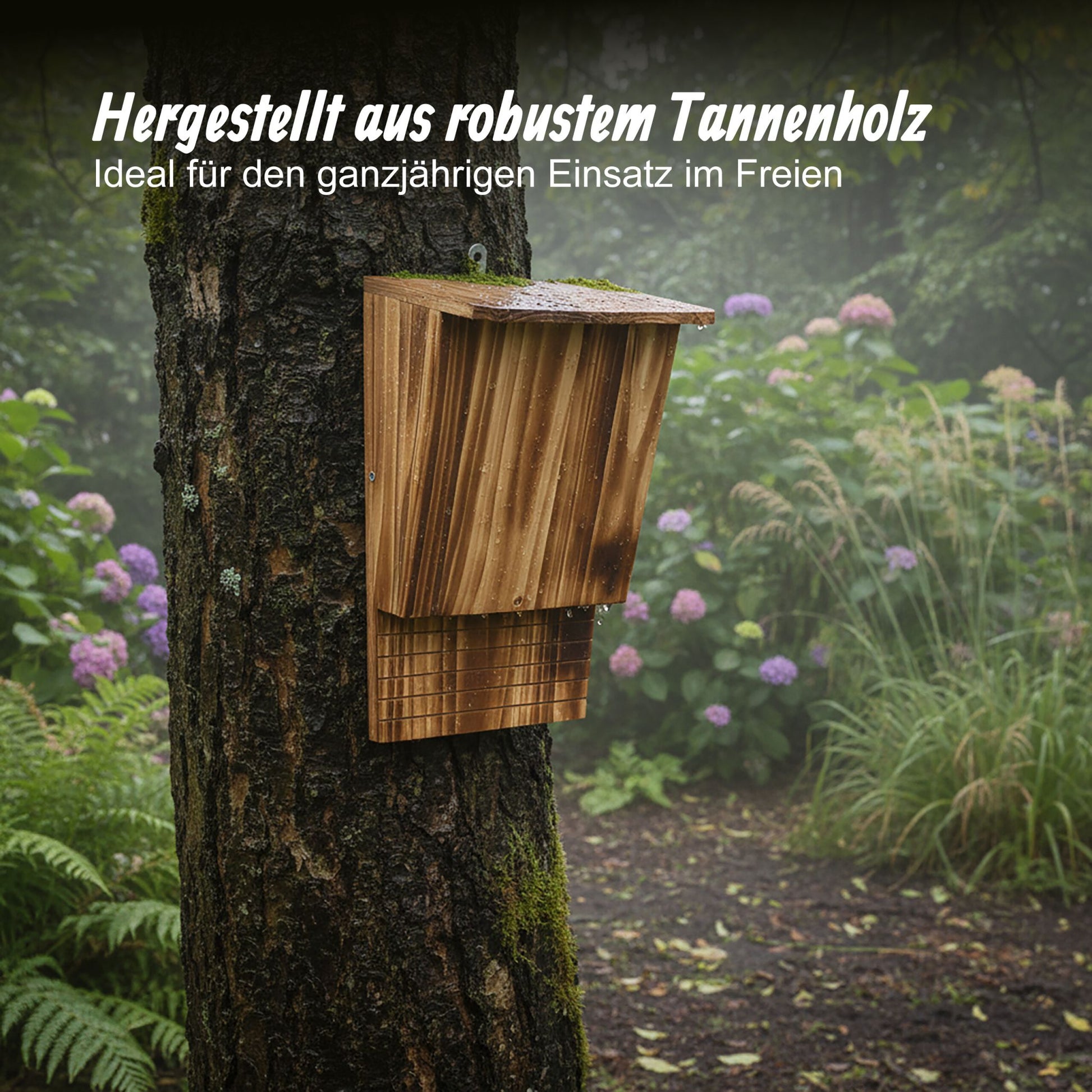 Fledermauskasten geflammt 4er-Set Braun von Relaxdays
