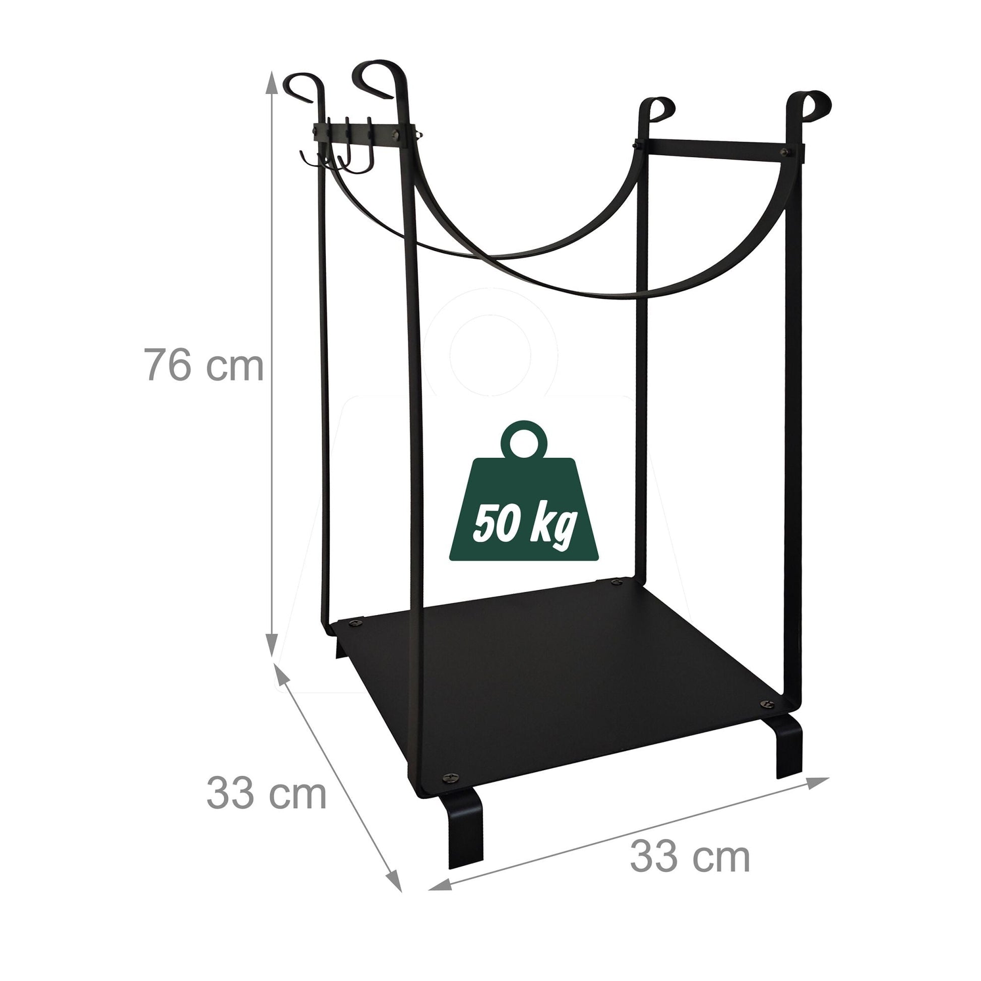 Kaminholzregal mit Kaminbesteck Schwarz von Relaxdays