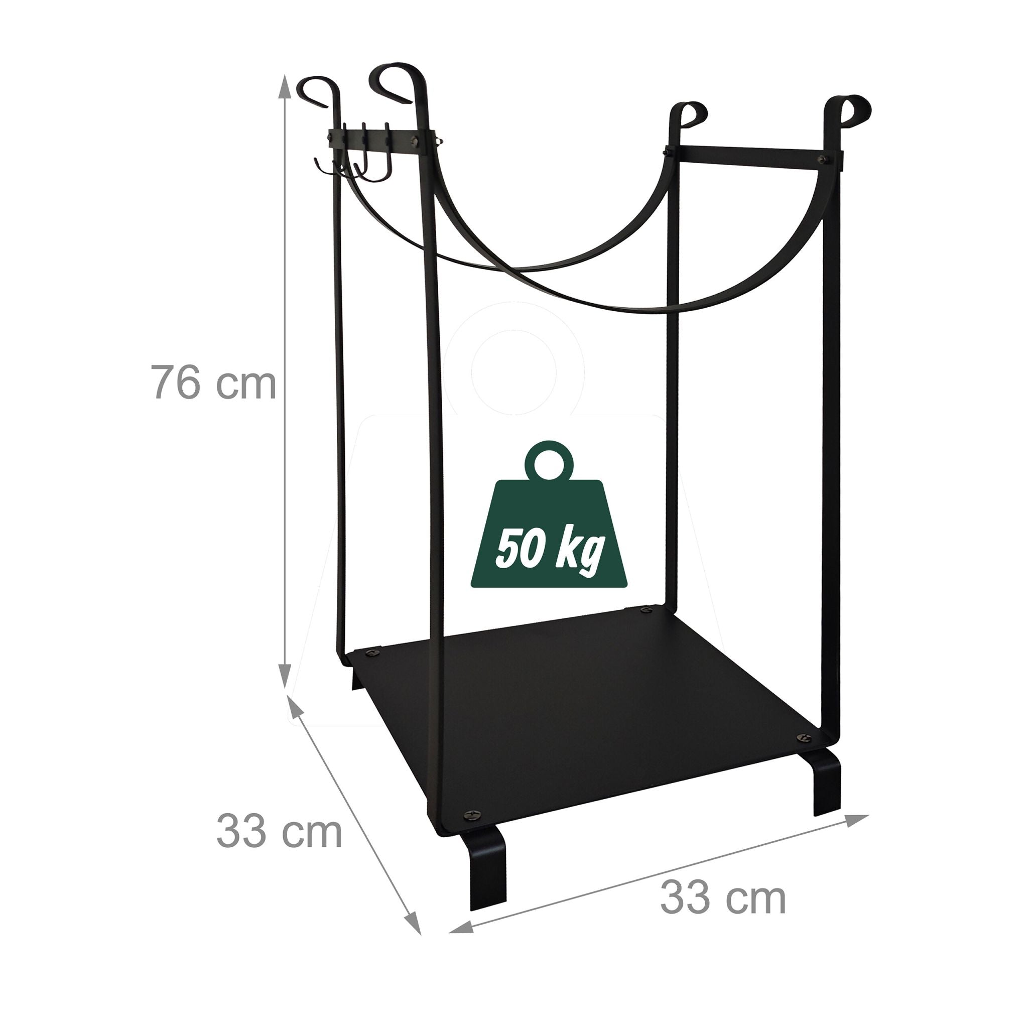 Kaminholzregal mit Kaminbesteck Schwarz von Relaxdays