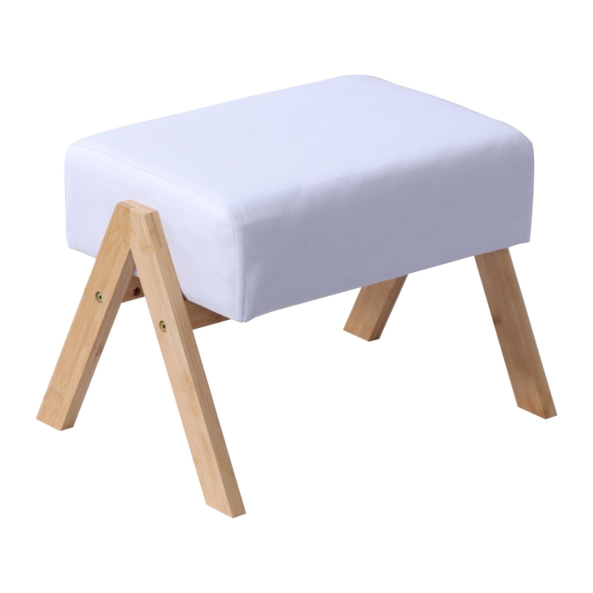 Fusshocker Bambus & Stoff Creme-Hellbraun von Relaxdays