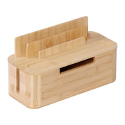 Kabelbox mit Handyhalter Bambus Hellbraun von Relaxdays
