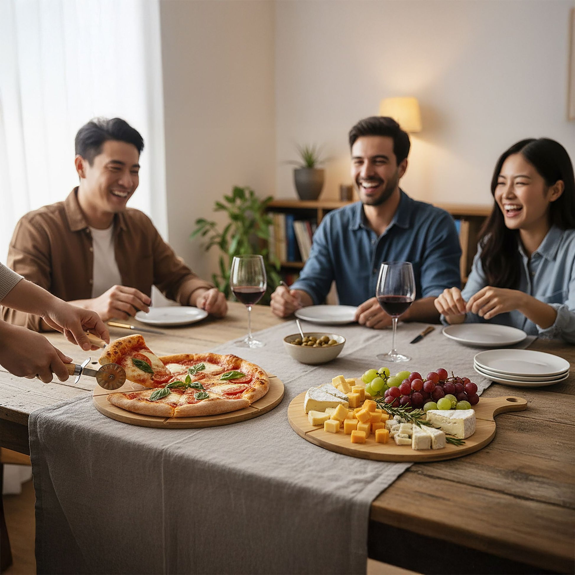Bambus Pizzateller 2er-Set Hellbraun von Relaxdays