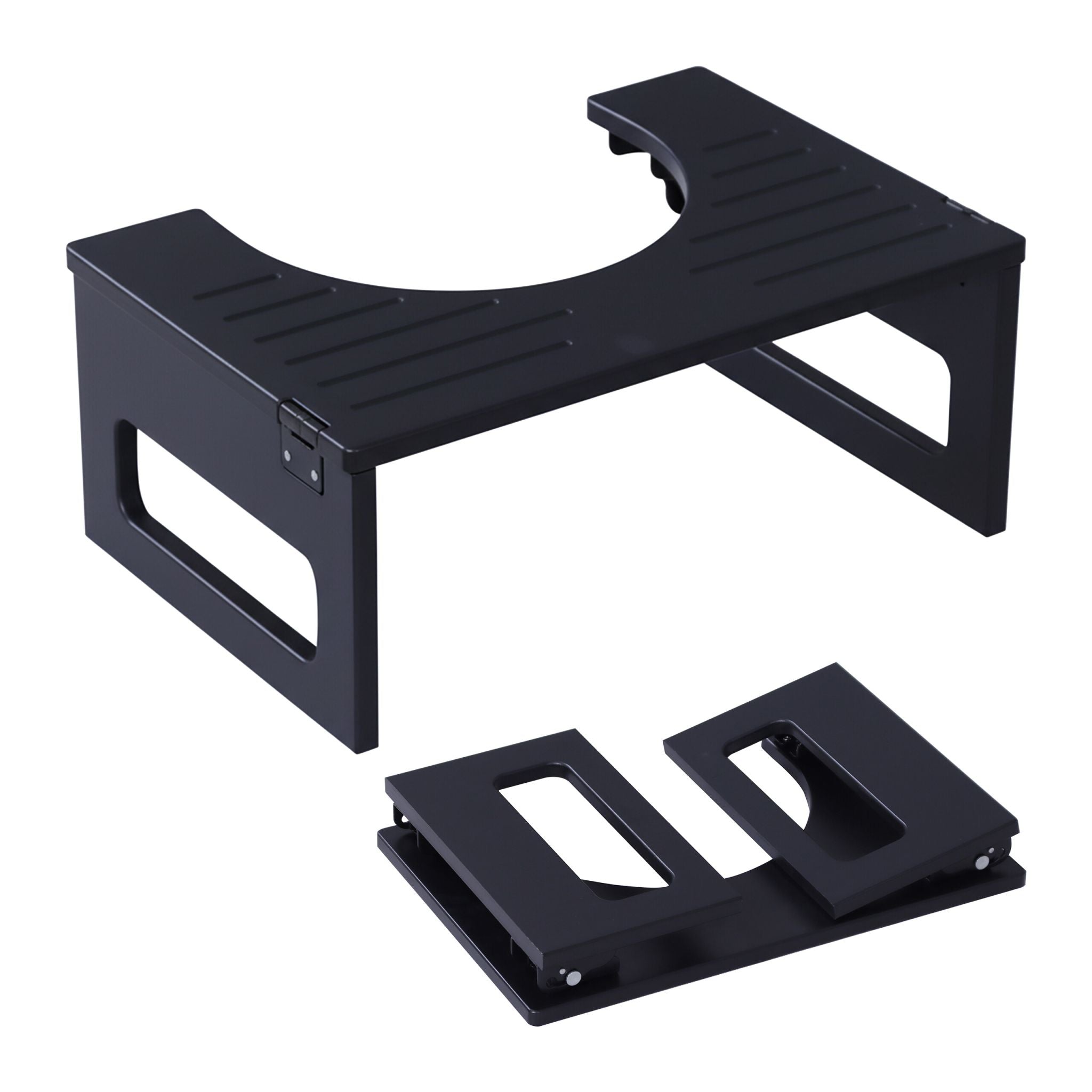 Klappbarer Toilettenhocker Bambus Schwarz von Relaxdays
