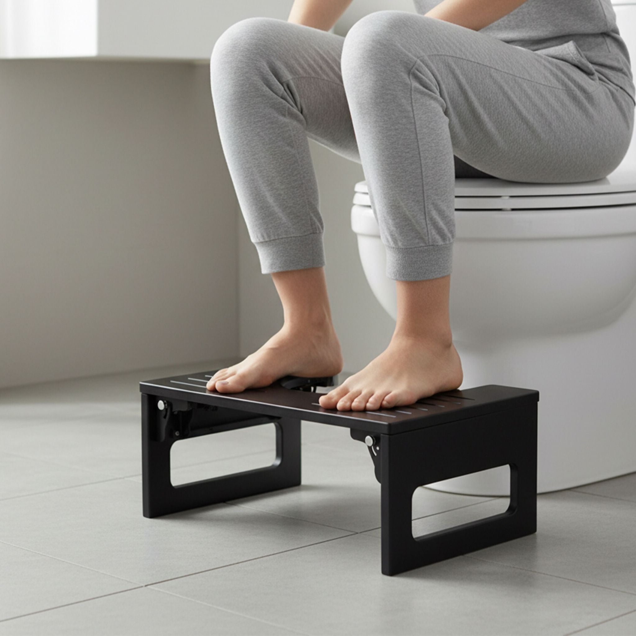 Klappbarer Toilettenhocker Bambus Schwarz von Relaxdays