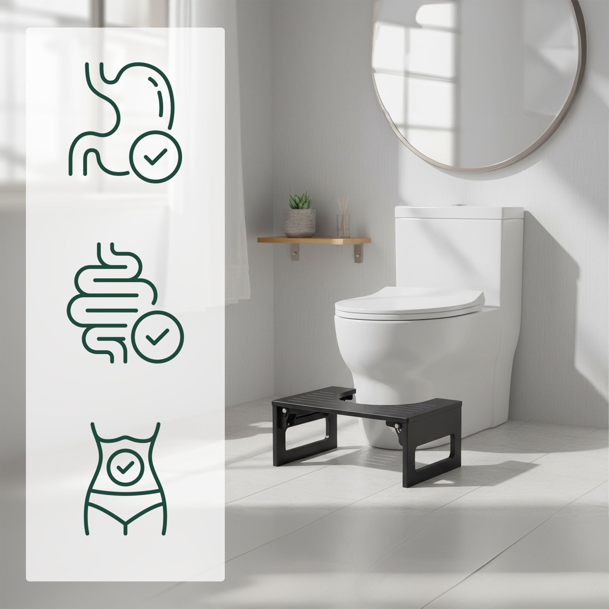 Klappbarer Toilettenhocker Bambus Schwarz von Relaxdays